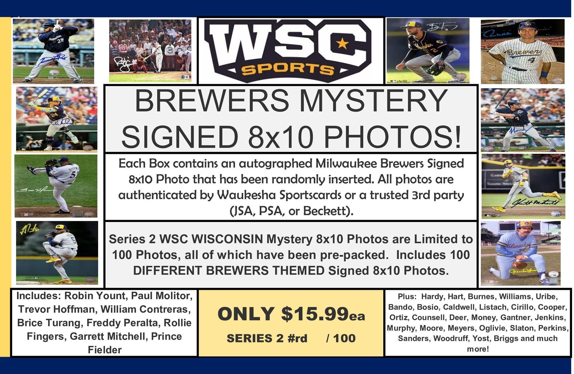 WSC SPORTS MYSTERY SIGNED 8x10 BOX PACK - BREWERS EDITION - SERIES 2