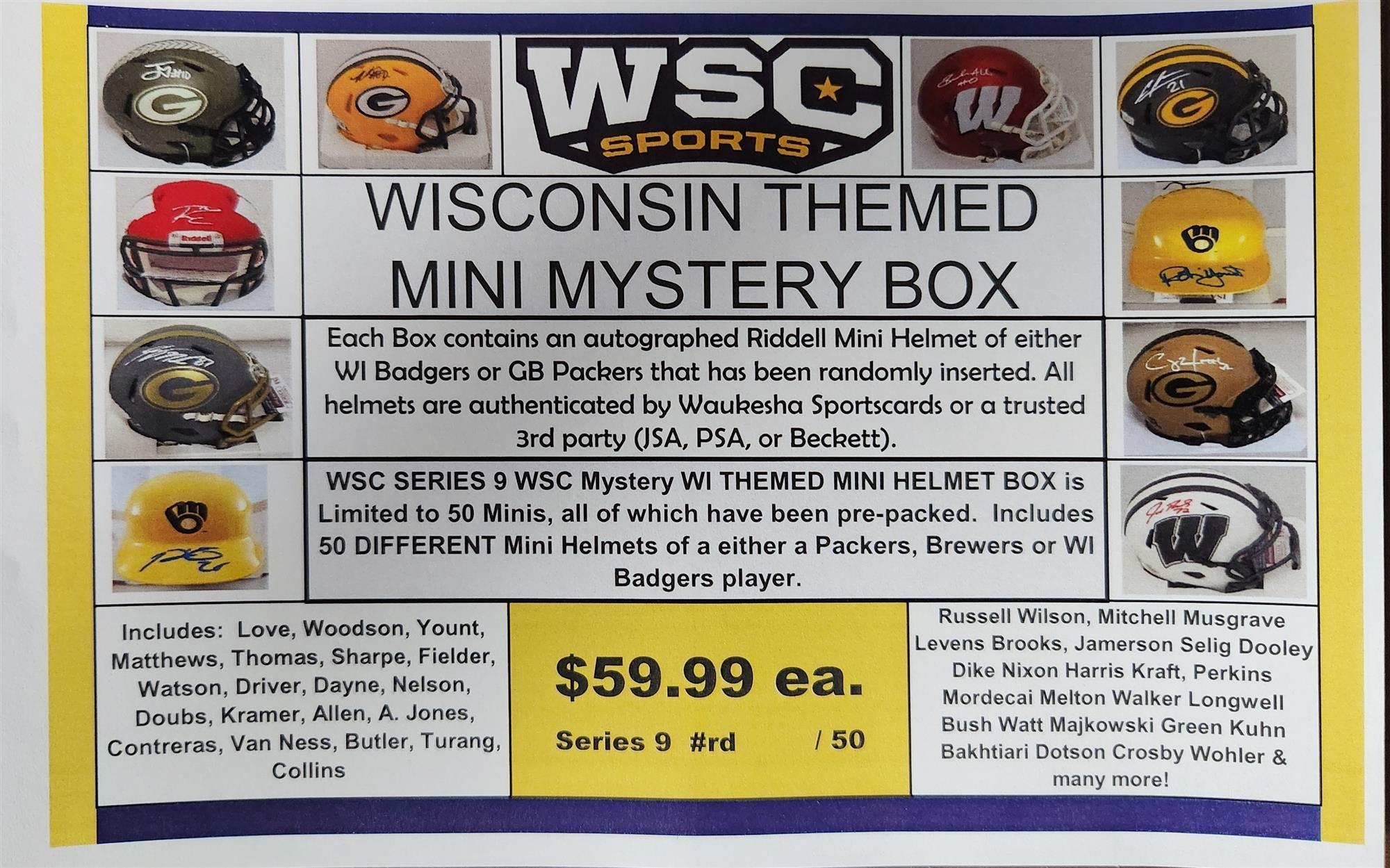 WSC MYSTERY MINI HELMET BOX - WISCONSIN EDITION SERIES 9