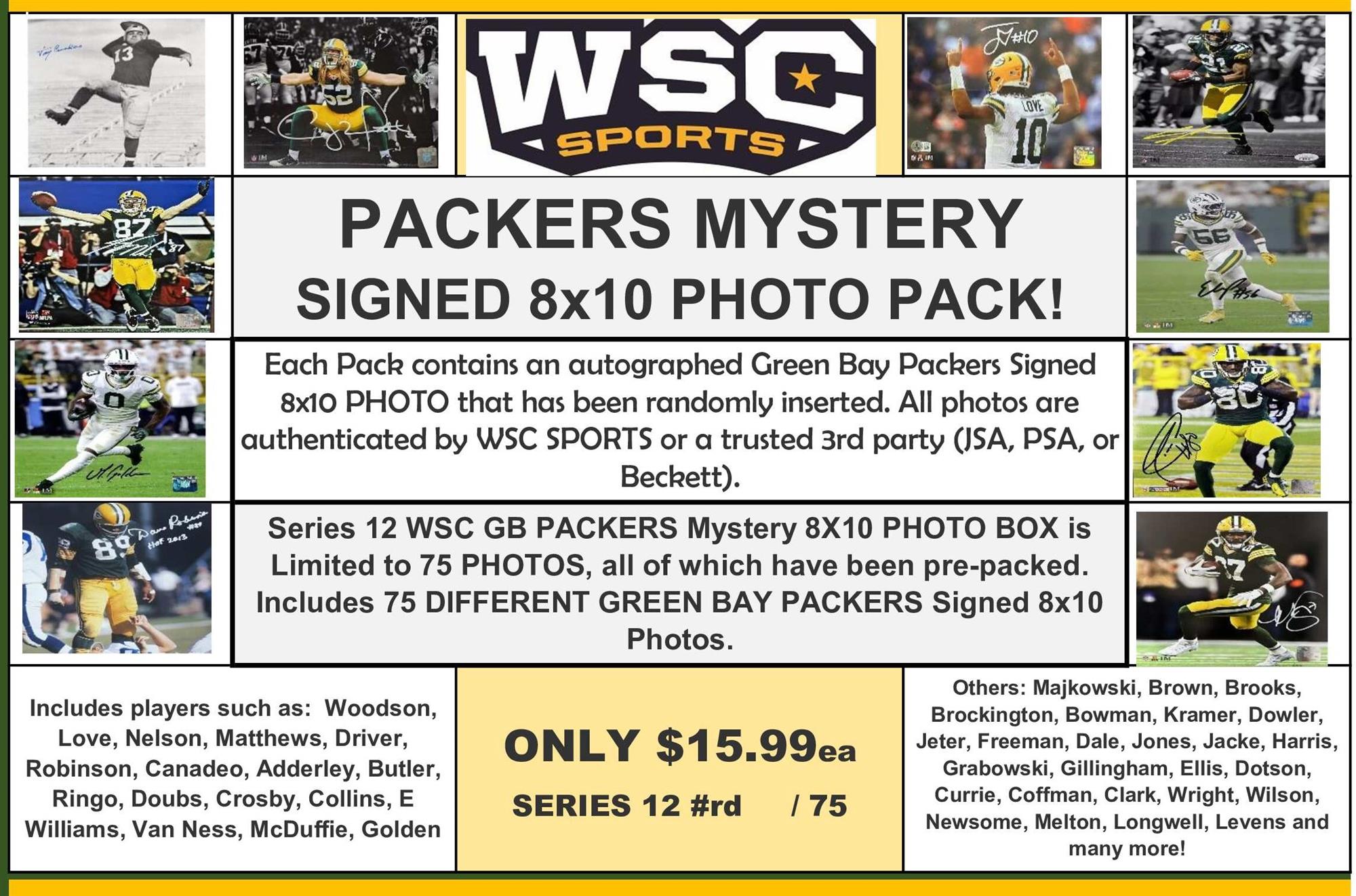 WSC SPORTS MYSTERY SIGNED 8X10 PACKERS PHOTO BOX PACK - SERIES 12