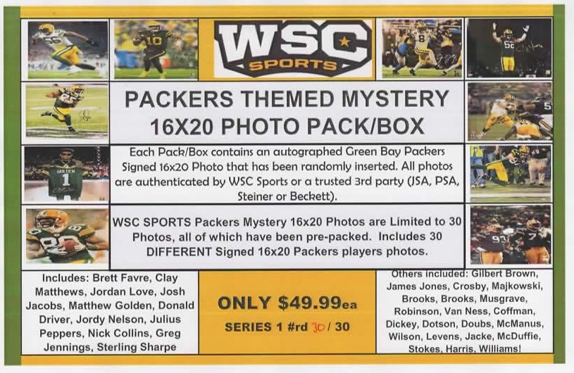 WSC SPORTS MYSTERY 16X20 PACK BOX - PACKERS EDITION SERIES 3