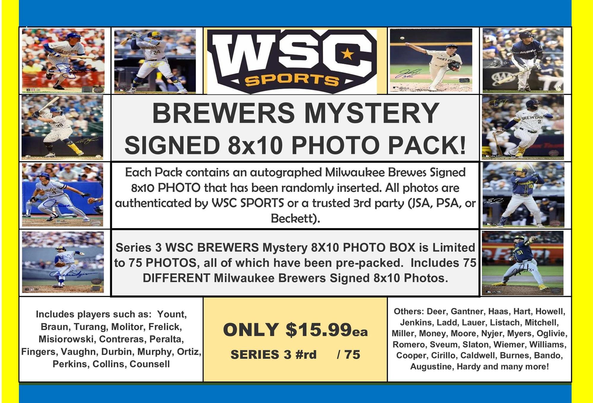 WSC SPORTS MYSTERY SIGNED 8x10 BOX PACK BOX - BREWERS EDITION - SERIES 3