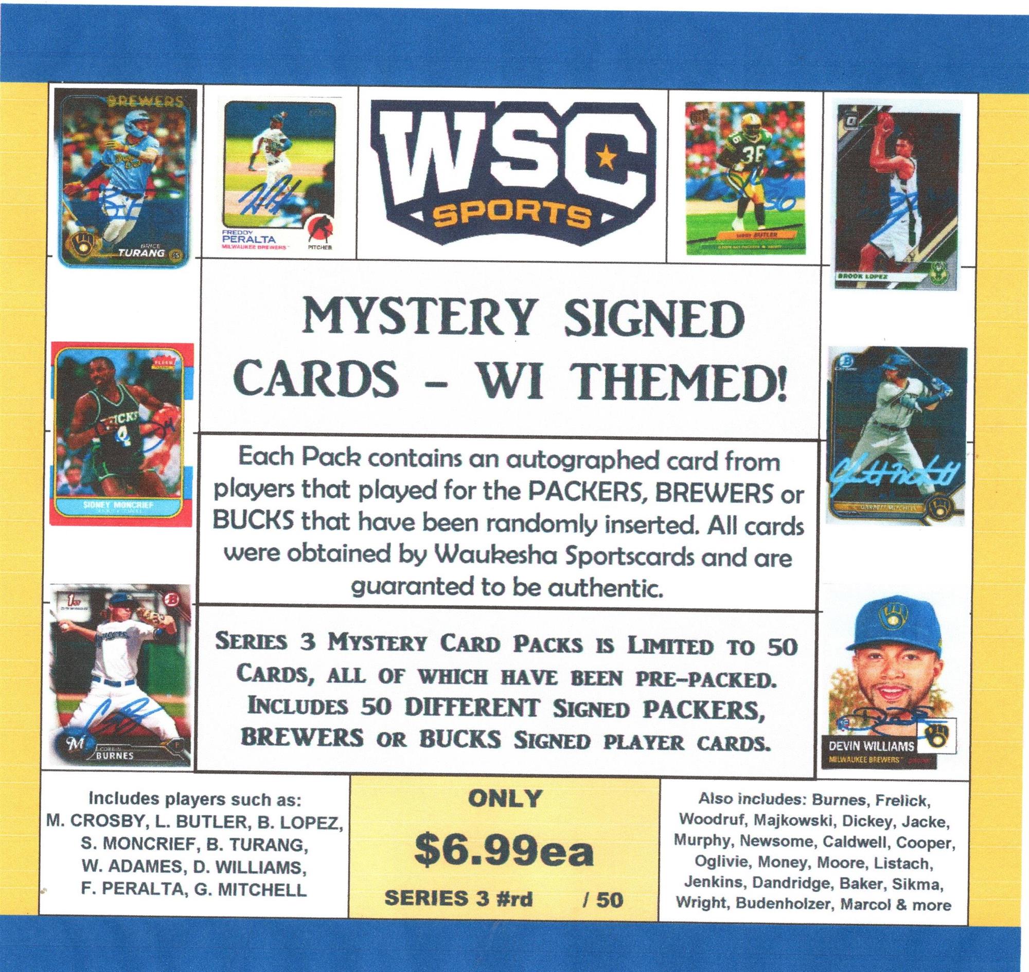 WSC SPORTS MYSTERY SIGNED CARD BOX - WI SPORTS EDITION - SERIES 4