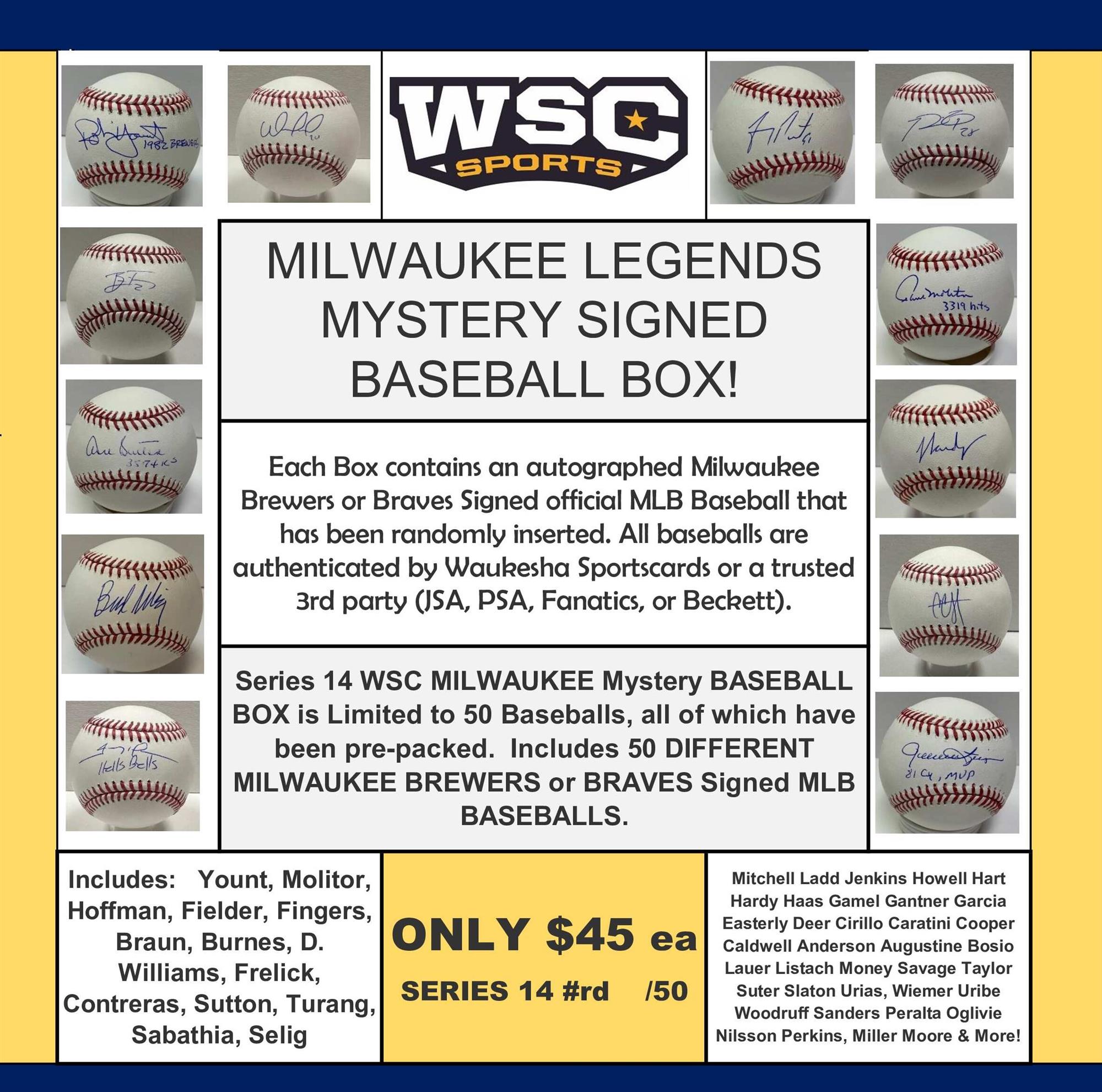 WSC SPORTS MYSTERY SIGNED BASEBALL BOX - MILWAUKEE EDITION - SERIES 14