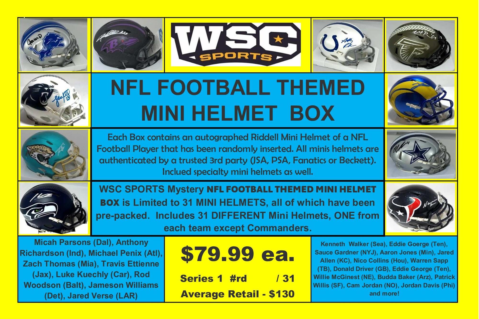 WSC MYSTERY MINI HELMET BOX - NFL THEMED EDITION SERIES #1