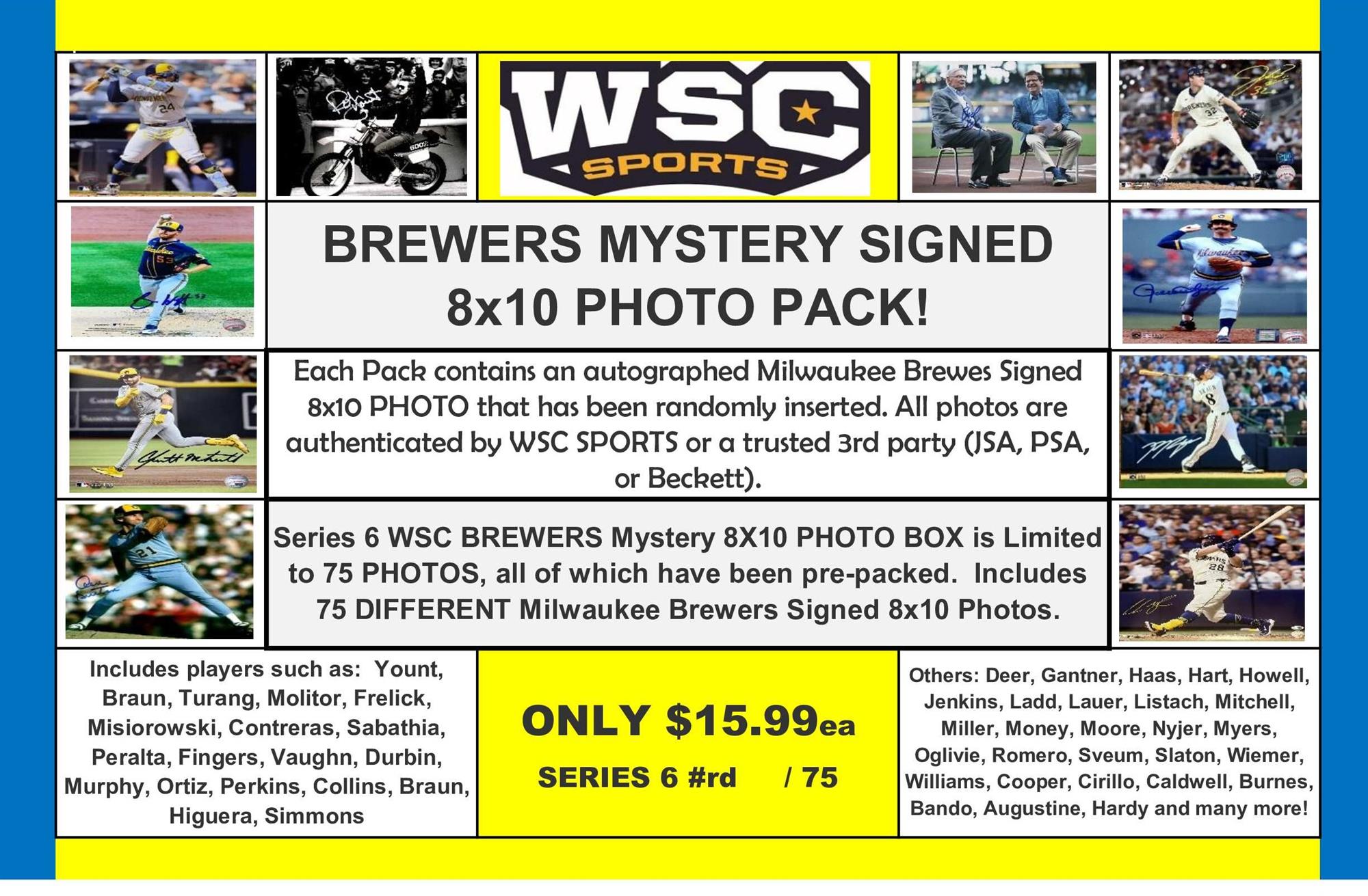 WSC SPORTS MYSTERY SIGNED 8x10 BOX PACK BOX - BREWERS EDITION - SERIES 6