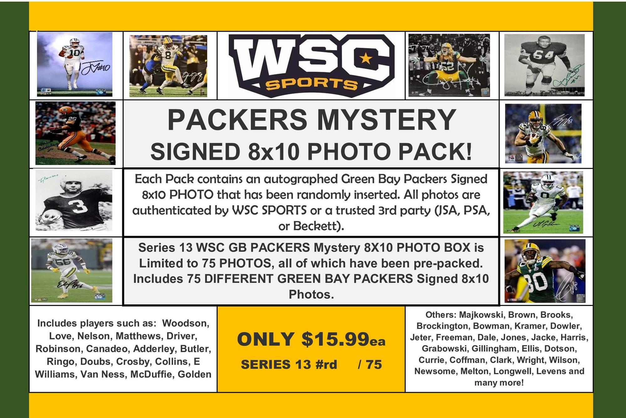 WSC SPORTS MYSTERY SIGNED 8X10 PACKERS PHOTO BOX PACK - SERIES 13