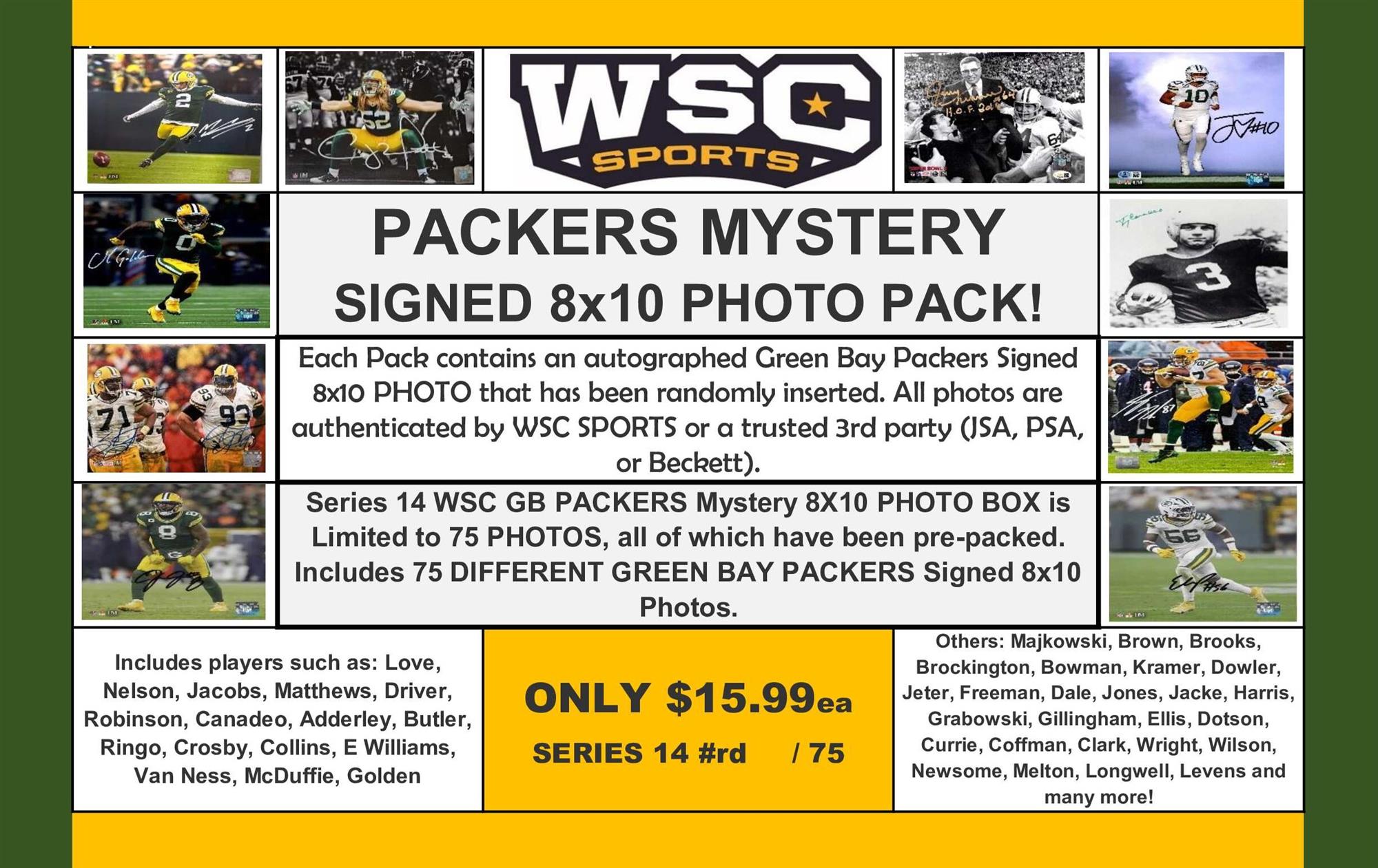 WSC SPORTS MYSTERY SIGNED 8X10 PACKERS PHOTO BOX PACK - SERIES 14