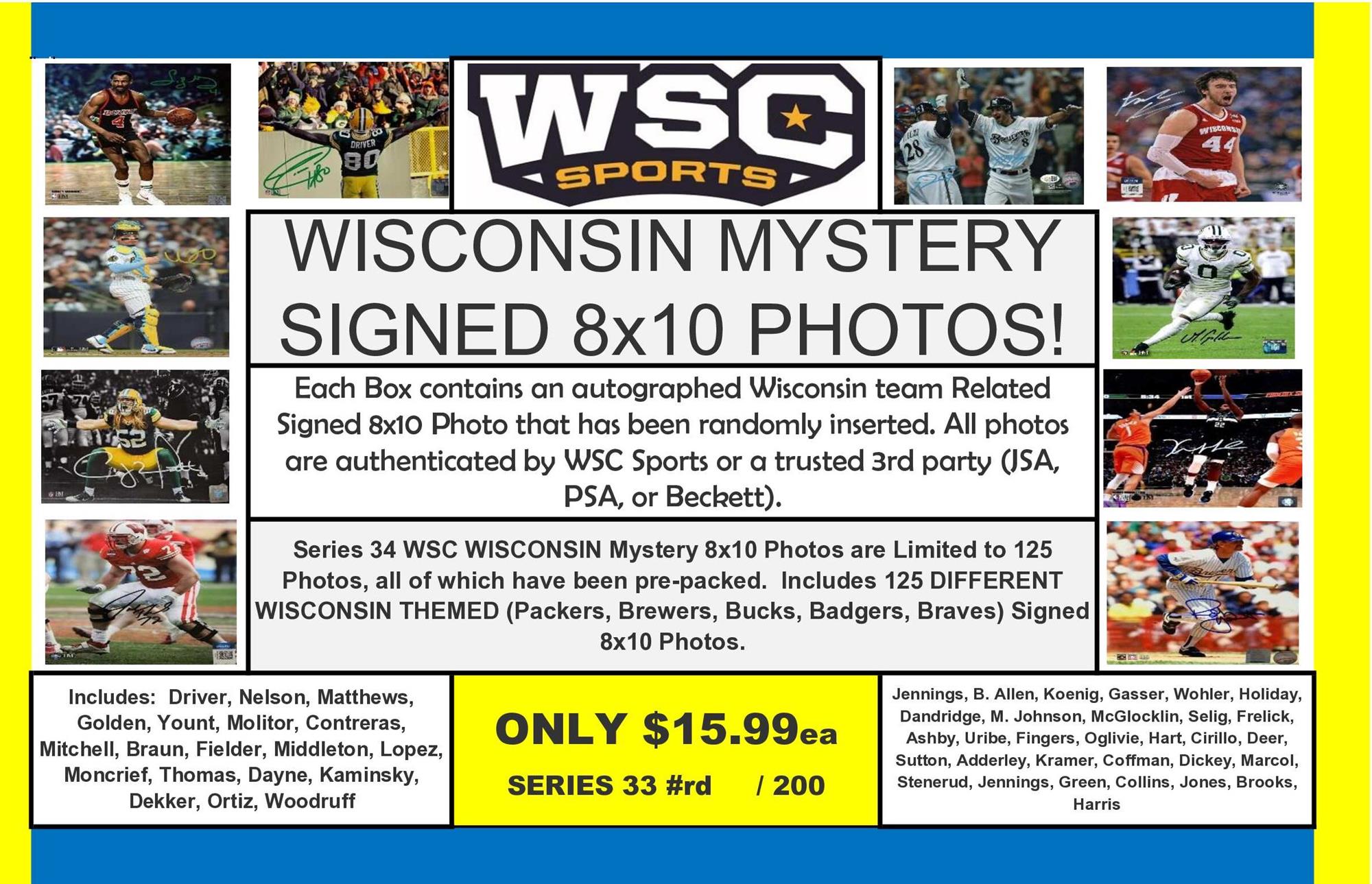 WSC SPORTS MYSTERY SIGNED 8x10 BOX PACK - WI SPORTS EDITION SERIES 34