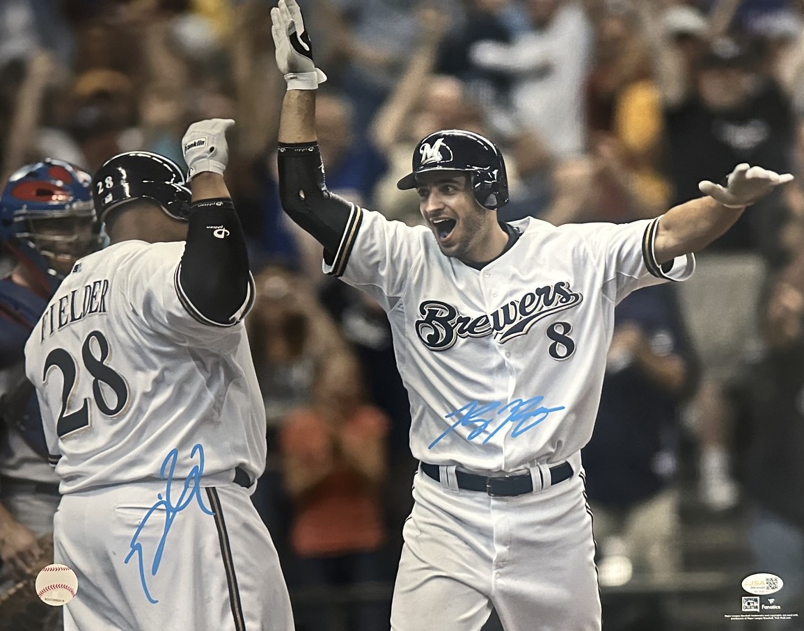 PRINCE FIELDER & RYAN BRAUN DUAL SIGNED 16X20 BREWERS PHOTO #1 - JSA