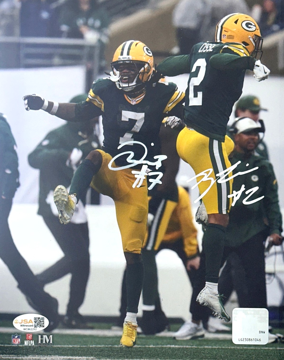 BRANDON CISSE & JAVON BULLARD DUAL SIGNED 8X10 PACKERS PHOTO - JSA