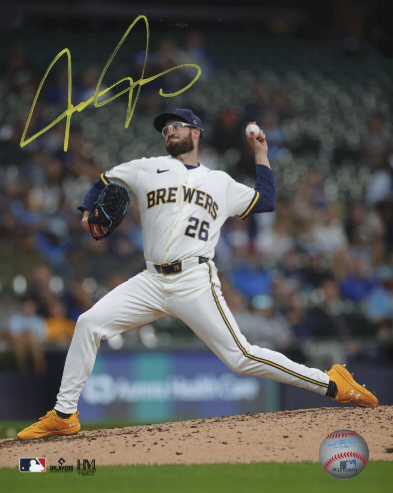 AARON ASHBY SIGNED 8X10 BREWERS PHOTO #1