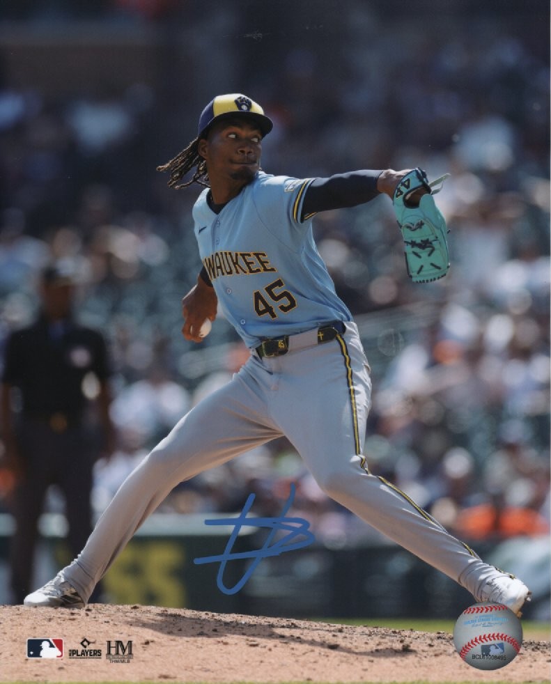 ABNER URIBE SIGNED 8X10 BREWERS PHOTO #2