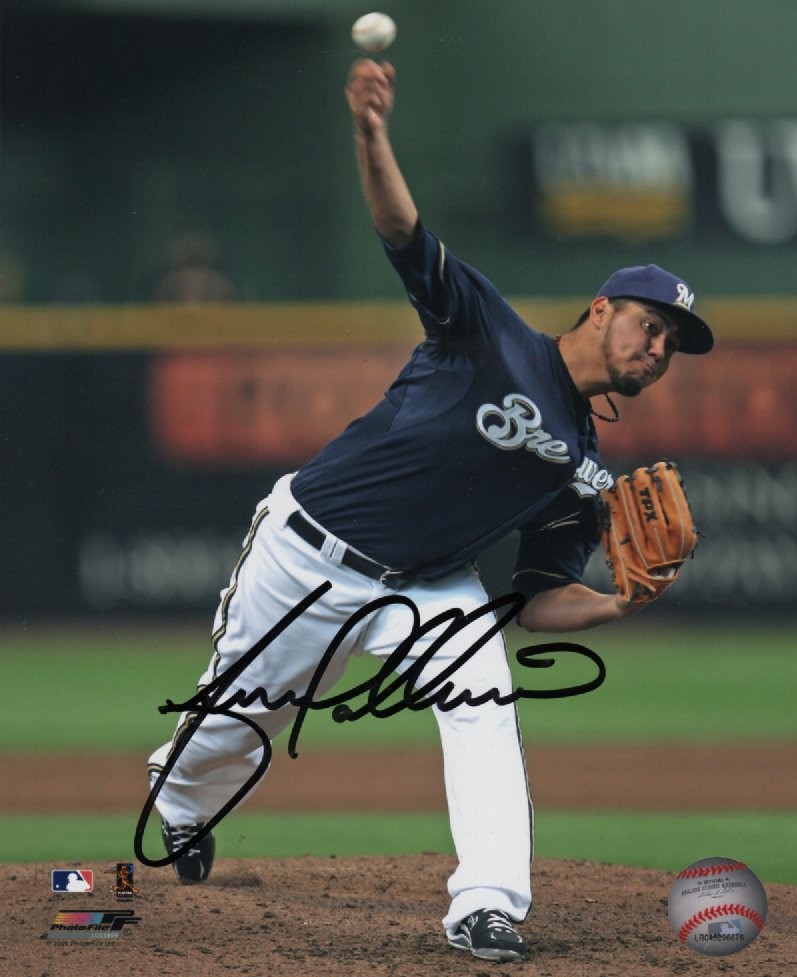 YOVANI GALLARDO SIGNED 8X10 BREWERS PHOTO #1