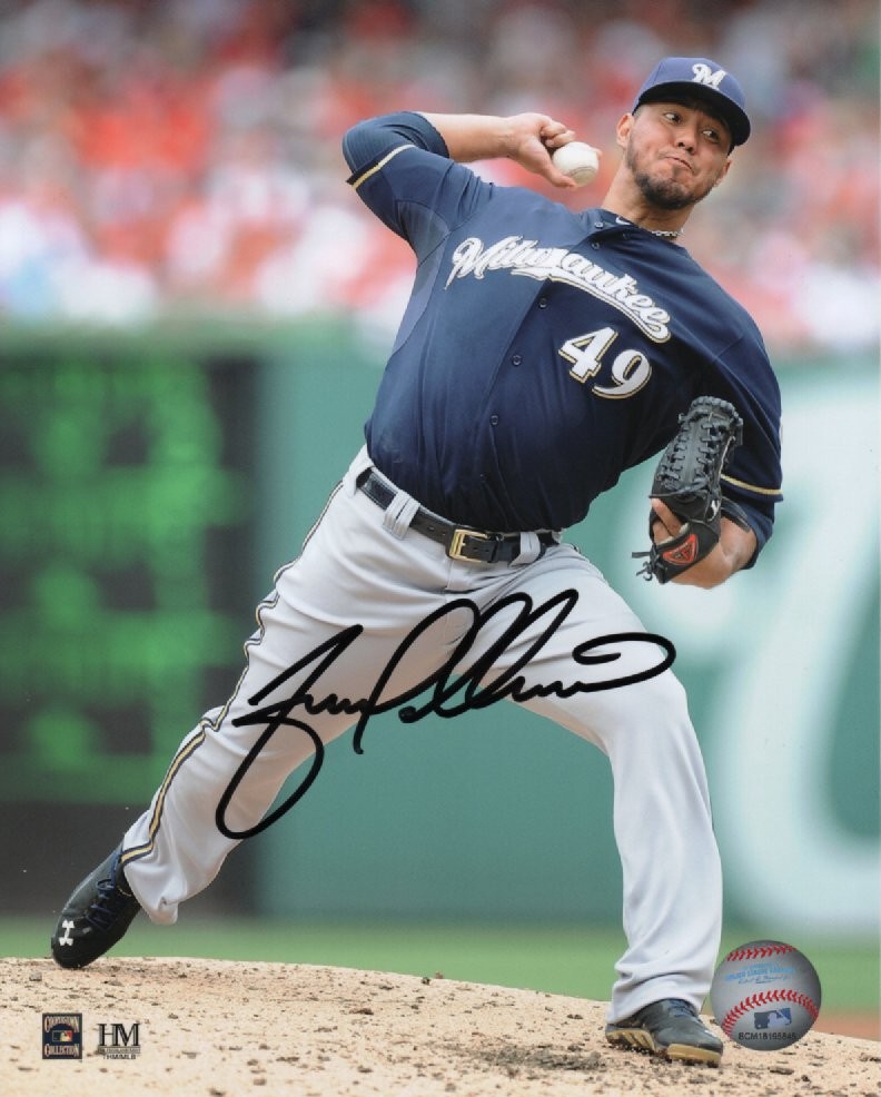 YOVANI GALLARDO SIGNED 8X10 BREWERS PHOTO #4