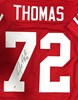 JOE THOMAS SIGNED CUSTOM REPLICA WI BADGERS RED JERSEY - JSA