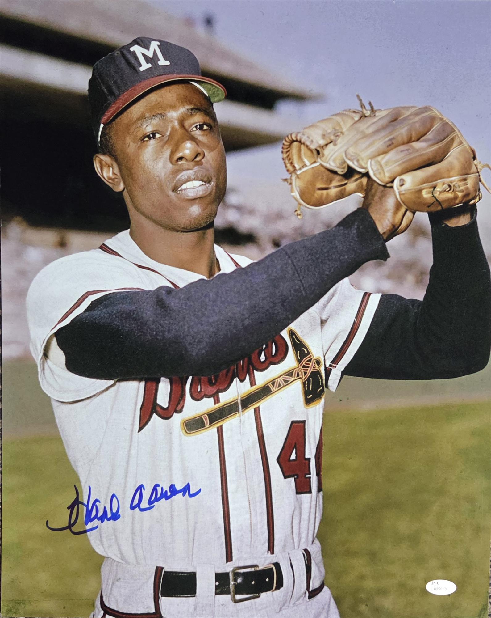 HENRY HANK AARON SIGNED 16X20 BRAVES PHOTO #7 - JSA