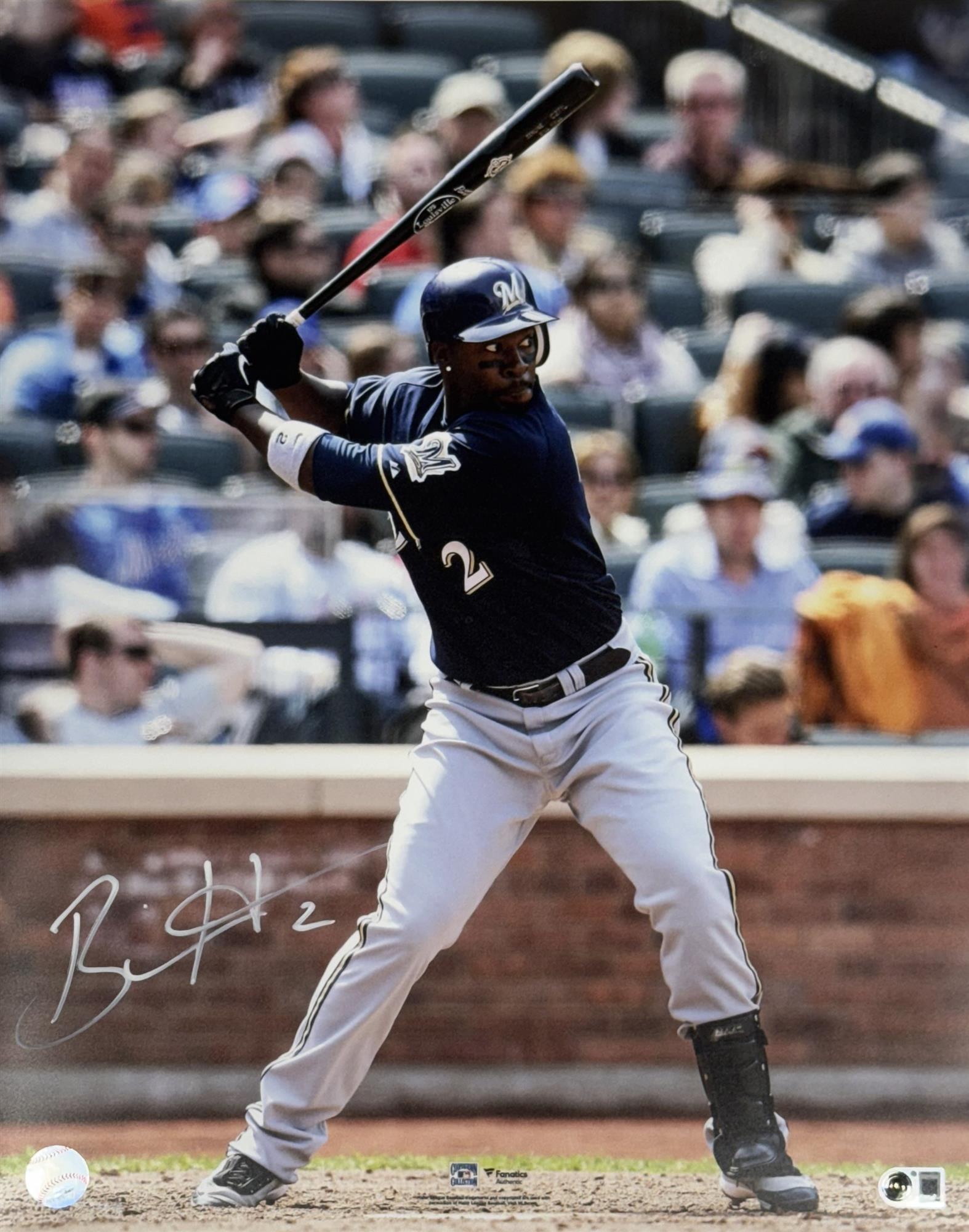 BILL HALL SIGNED 16X20 PHOTO #2 - MILWAUKEE BREWERS - BAS