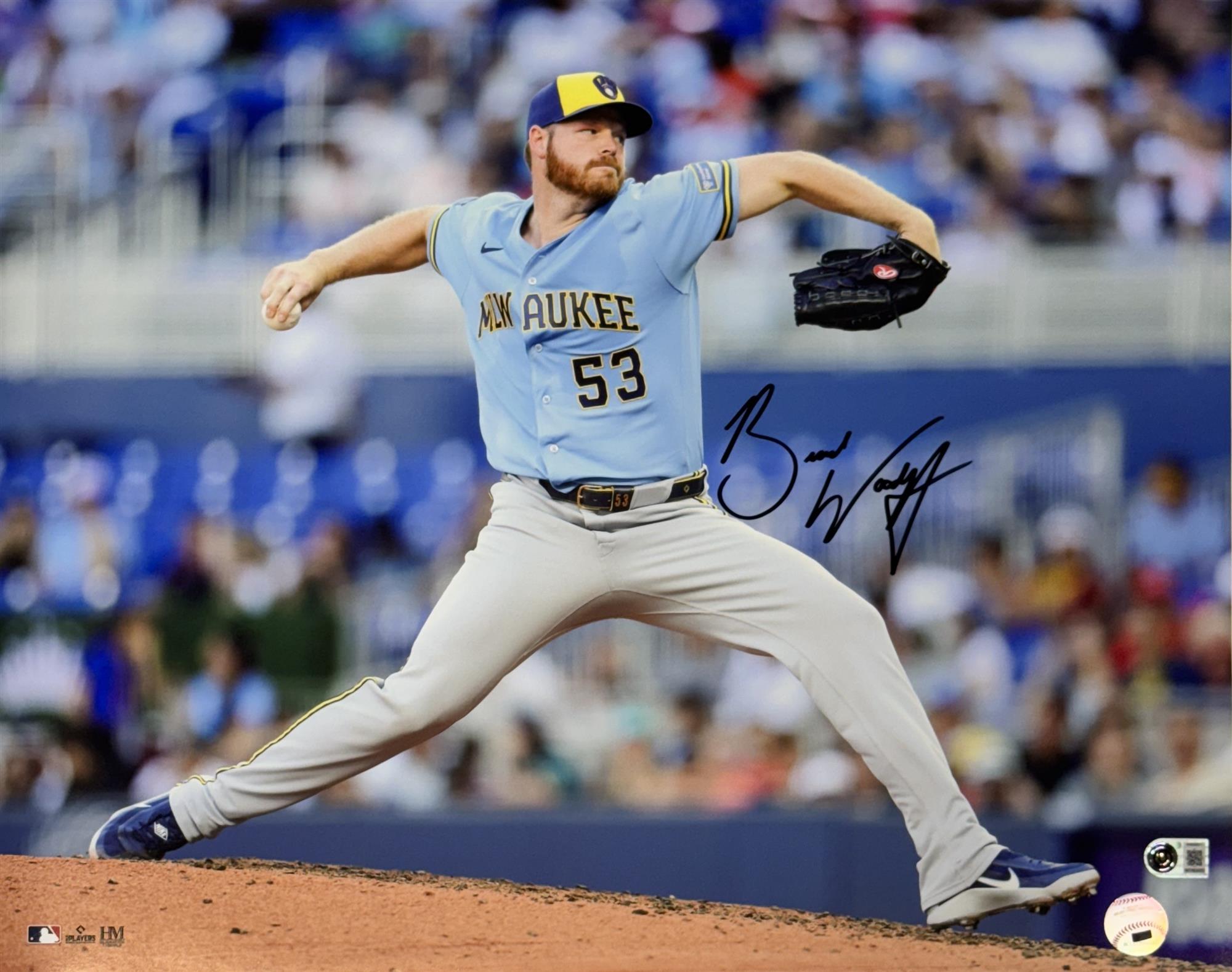 BRANDON WOODRUFF SIGNED BREWERS 16X20 PHOTO #9 - BAS