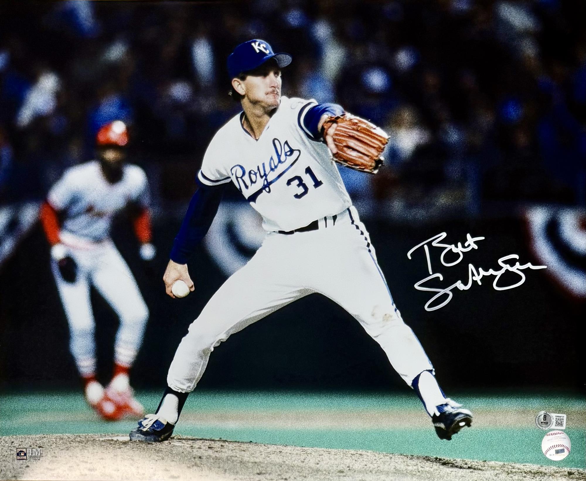 BRET SABERHAGEN - KANSAS CITY ROYALS - SIGNED 16X20 PHOTO #1 - BAS