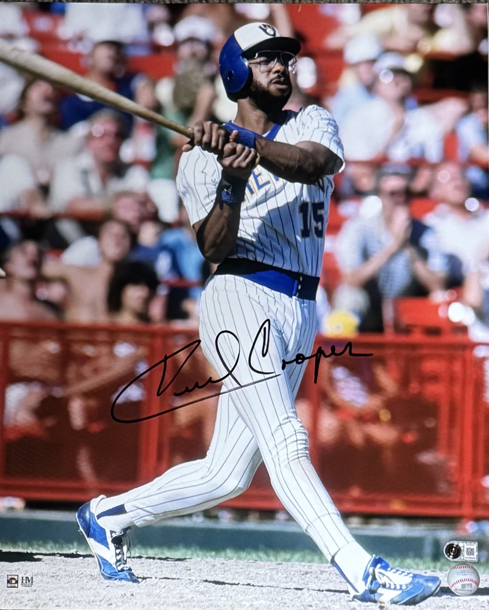 CECIL COOPER SIGNED 16X20 BREWERS PHOTO #7 - BAS