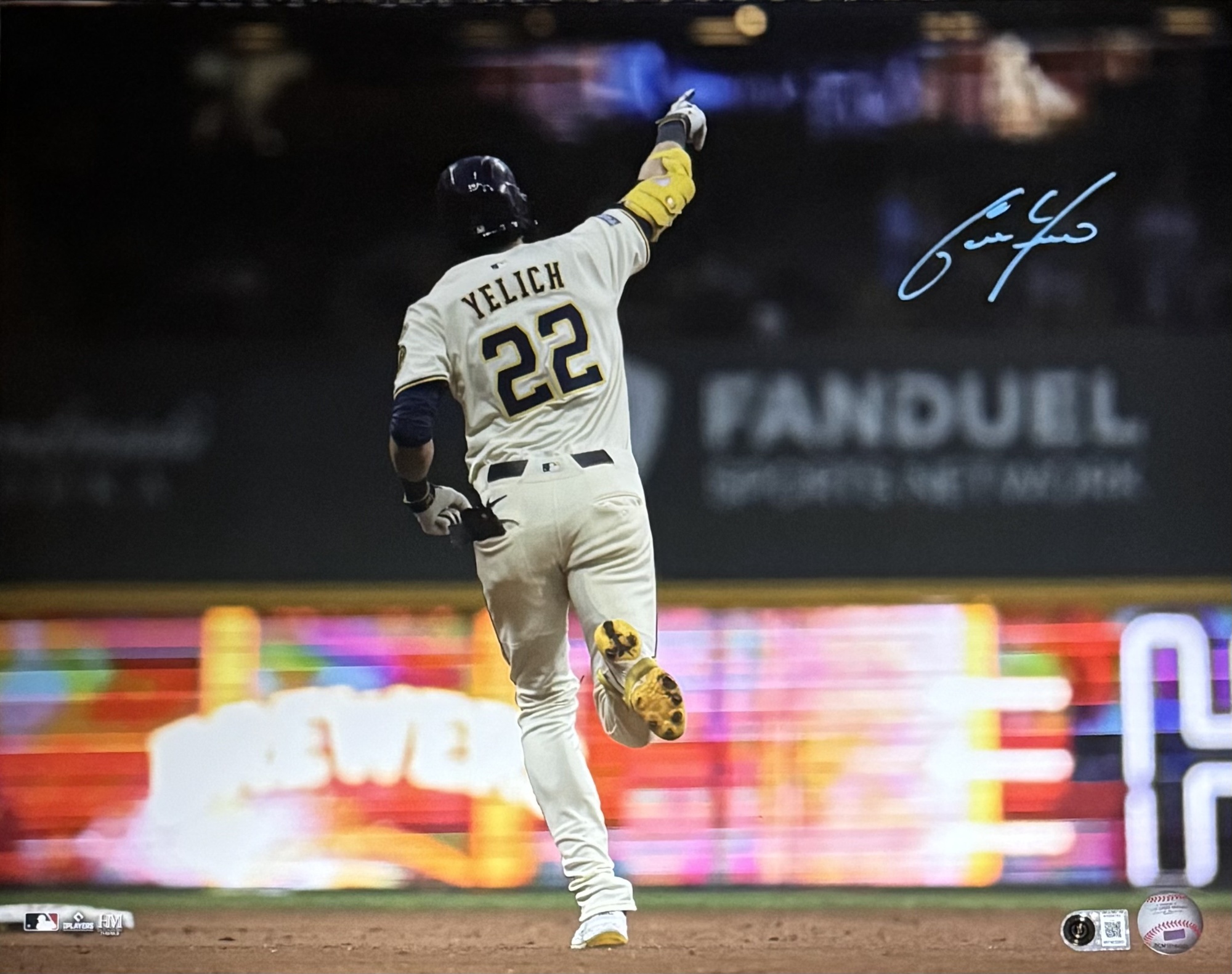 CHRISTIAN YELICH SIGNED BREWERS 16X20 PHOTO #4 - BAS