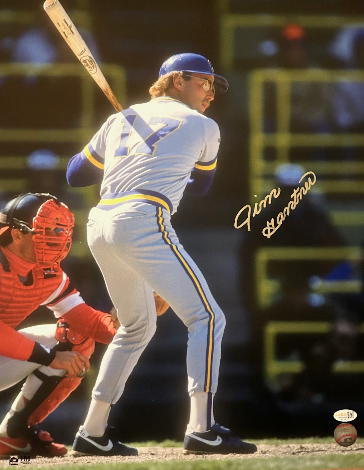 JIM GANTNER SIGNED 16X20 BREWERS PHOTO #11 - JSA
