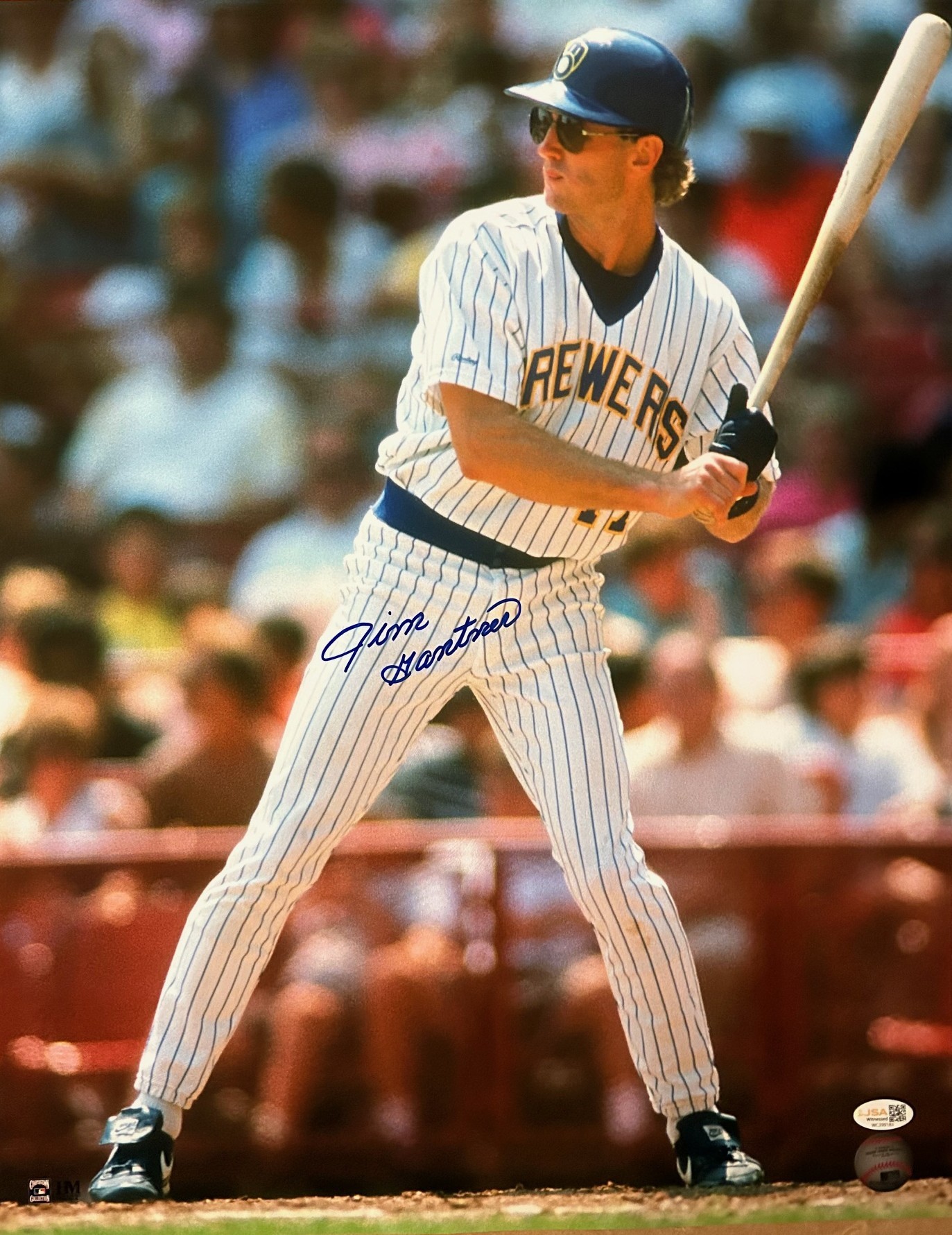 JIM GANTNER SIGNED 16X20 BREWERS PHOTO #12 - JSA
