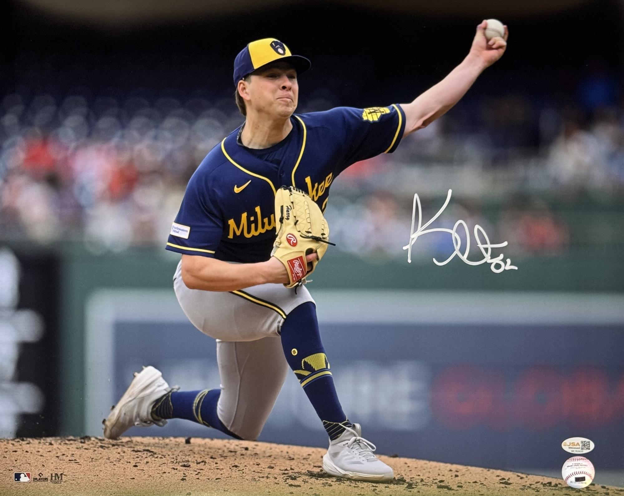 KYLE HARRISON SIGNED BREWERS 16X20 PHOTO #1 - JSA