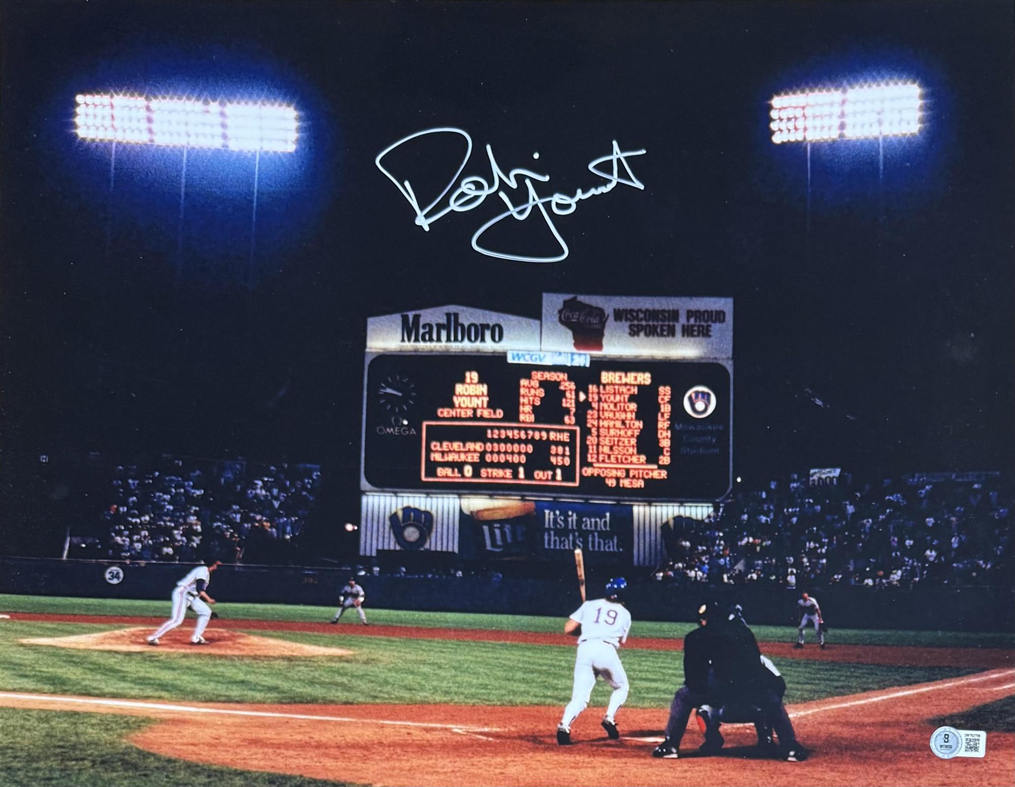 ROBIN YOUNT SIGNED 16X20 BREWERS PHOTO #13 - BAS