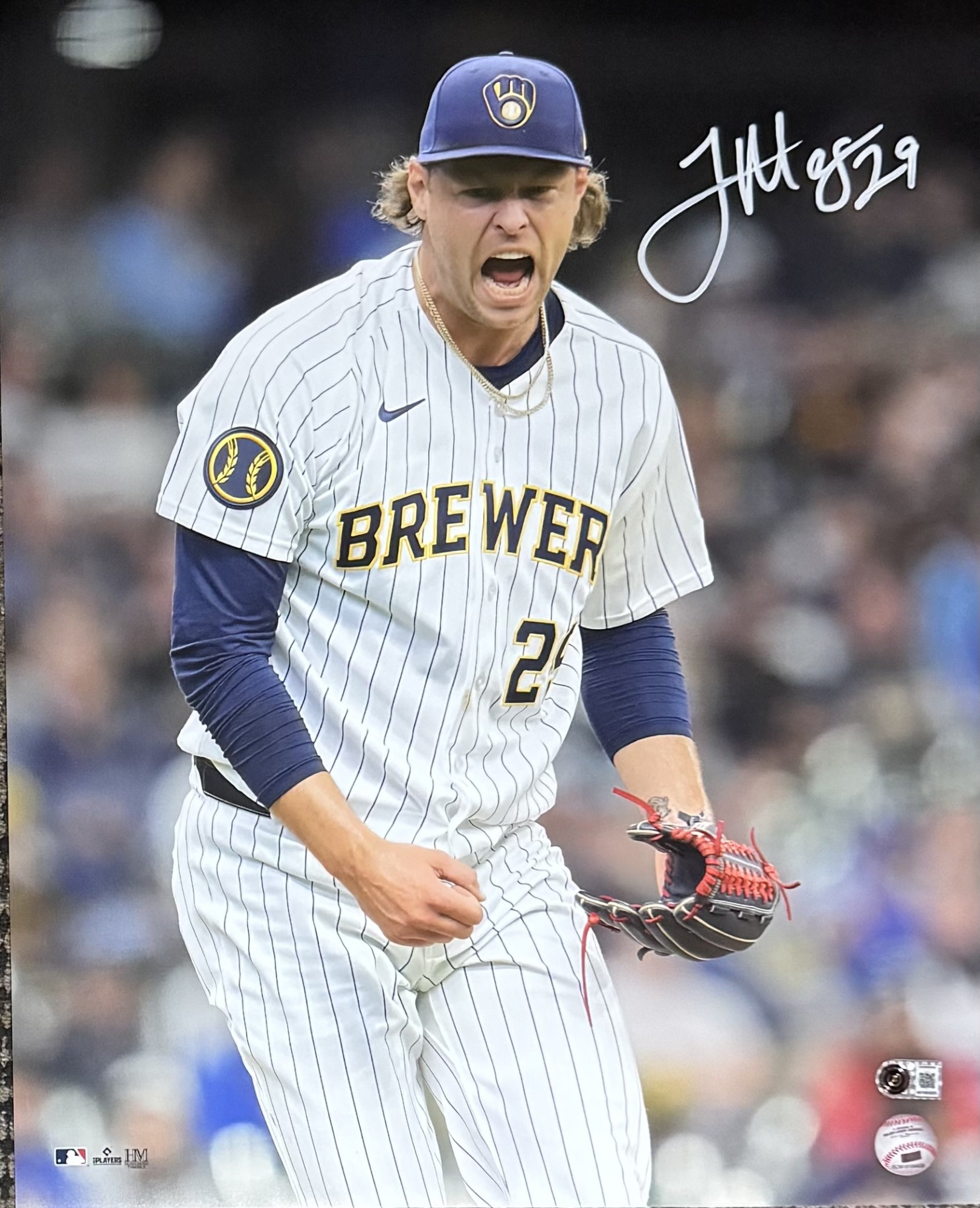 TREVOR MEGILL SIGNED BREWERS 16X20 PHOTO #2 - BAS