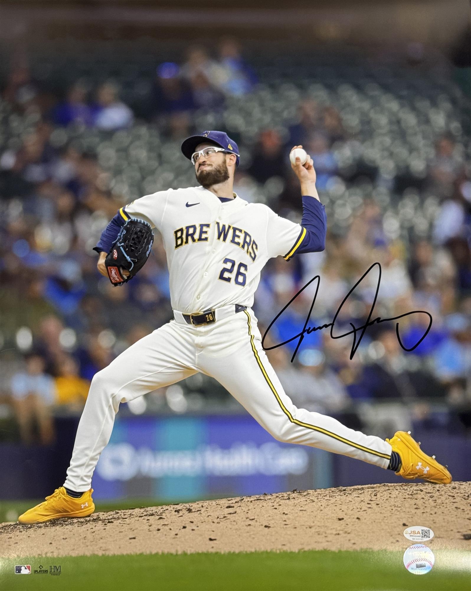 AARON ASHBY SIGNED BREWERS 16X20 PHOTO #1 - JSA