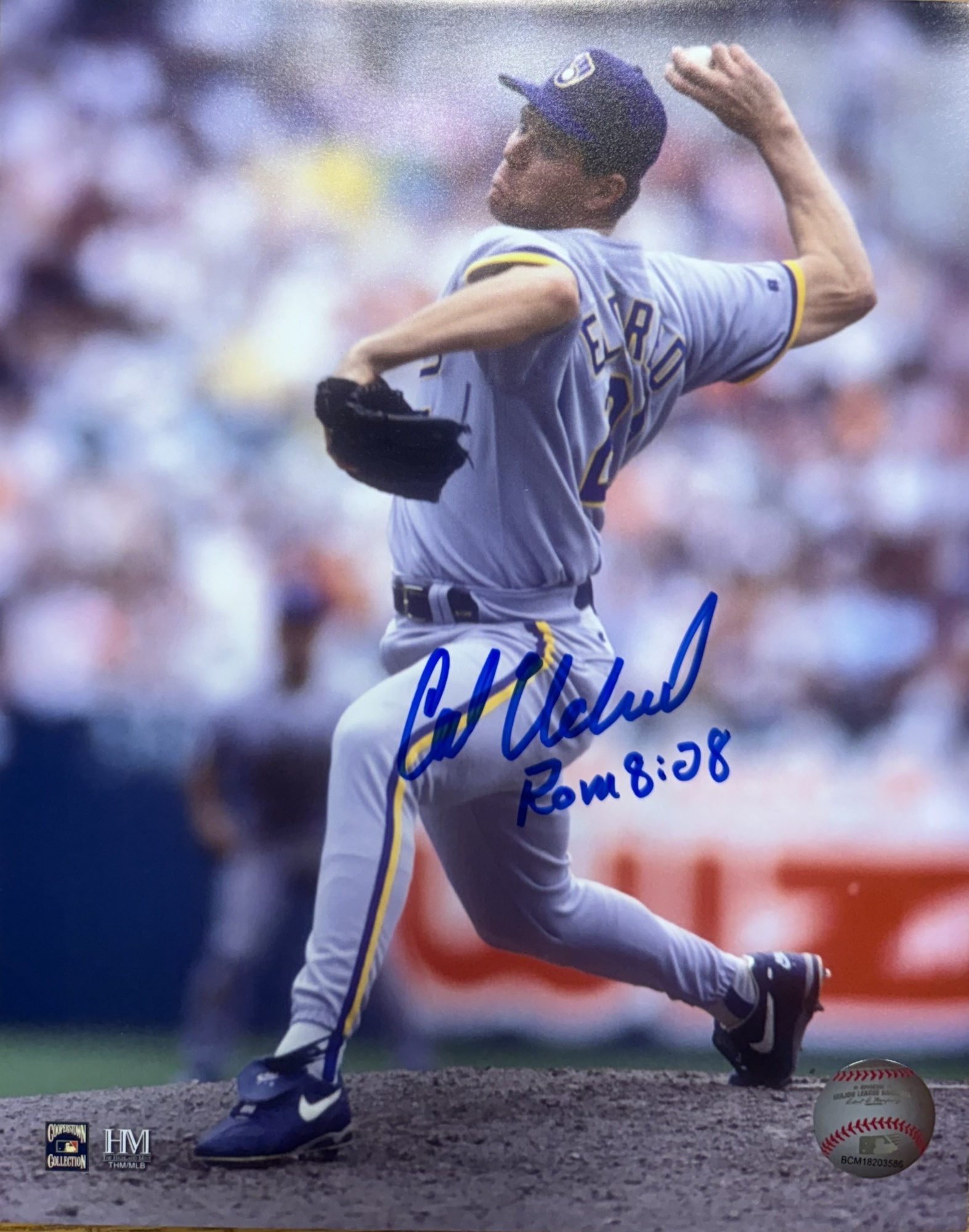 CAL ELDRED SIGNED 8X10 BREWERS PHOTO #3