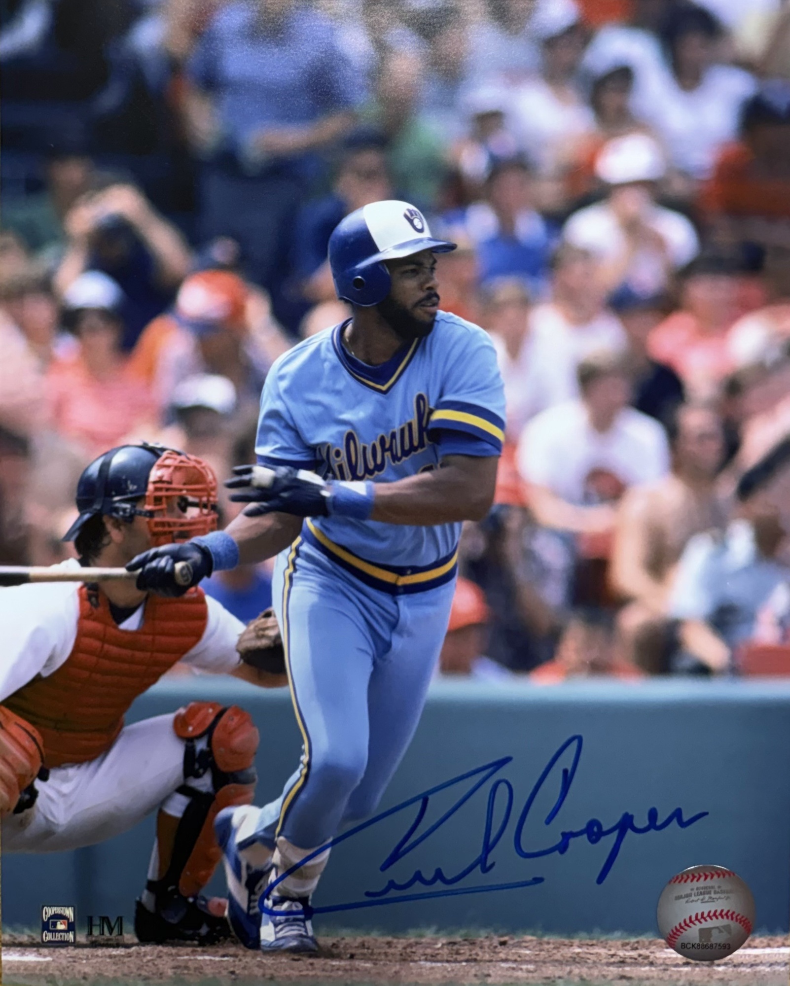 CECIL COOPER SIGNED 8X10 BREWERS PHOTO #1