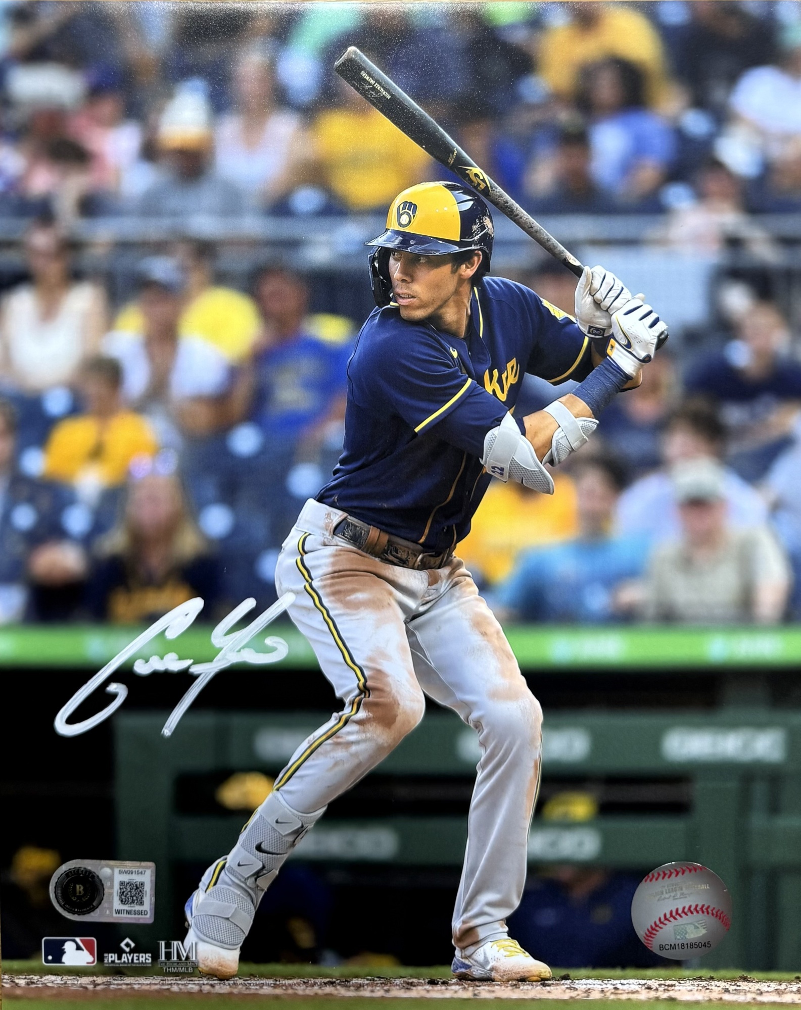 CHRISTIAN YELICH SIGNED 8X10 BREWERS PHOTO #2 - BAS