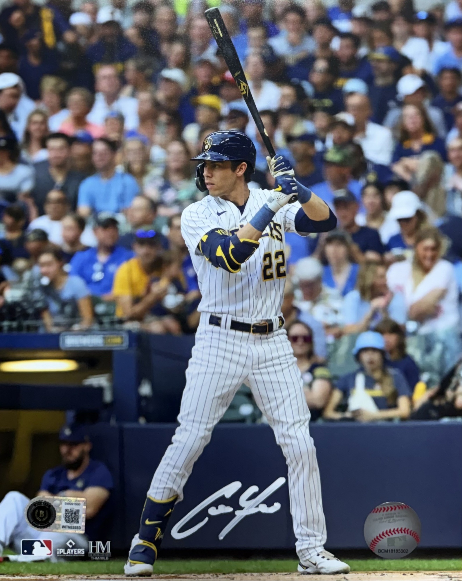 CHRISTIAN YELICH SIGNED 8X10 BREWERS PHOTO #3 - BAS
