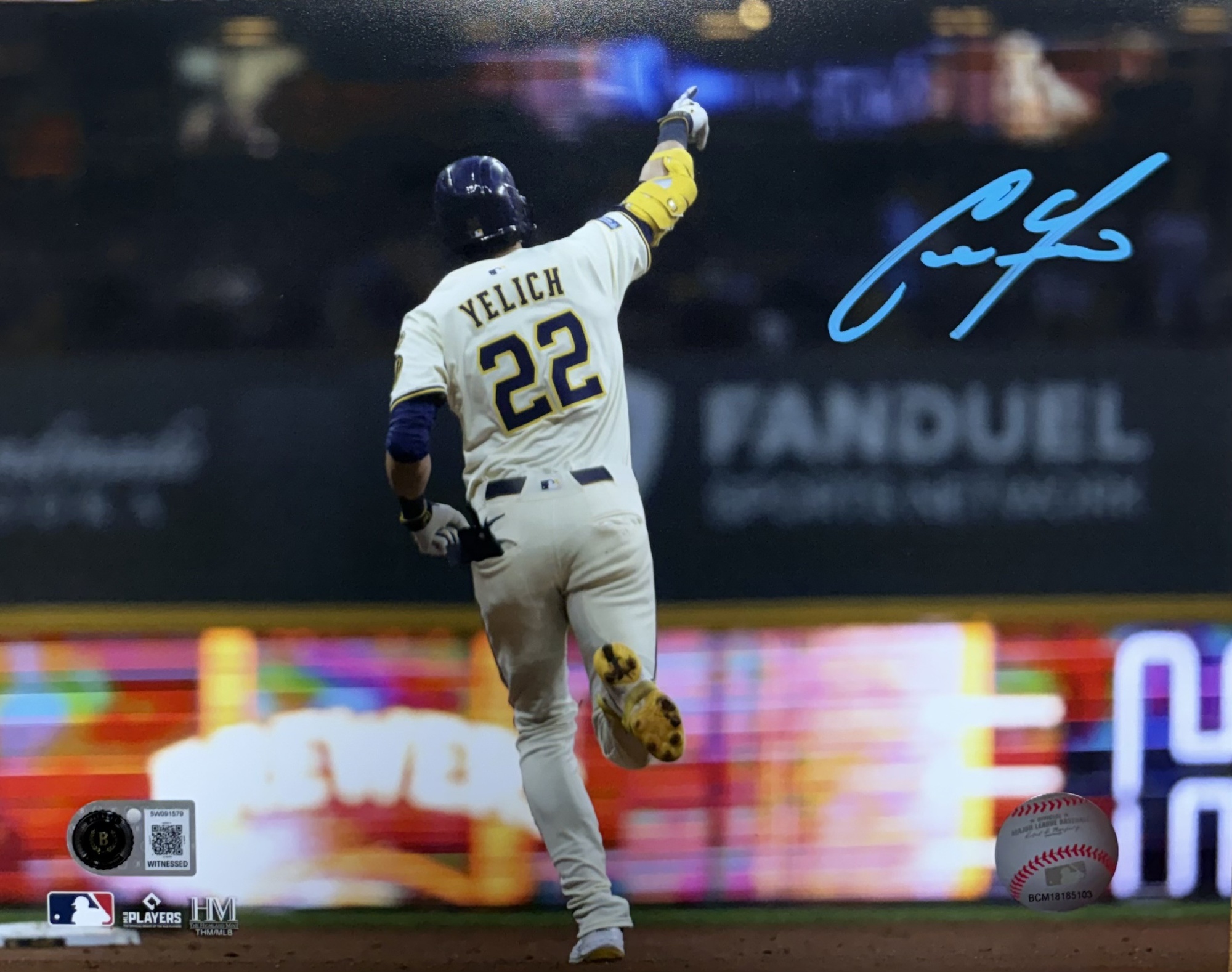 CHRISTIAN YELICH SIGNED 8X10 BREWERS PHOTO #4 - BAS