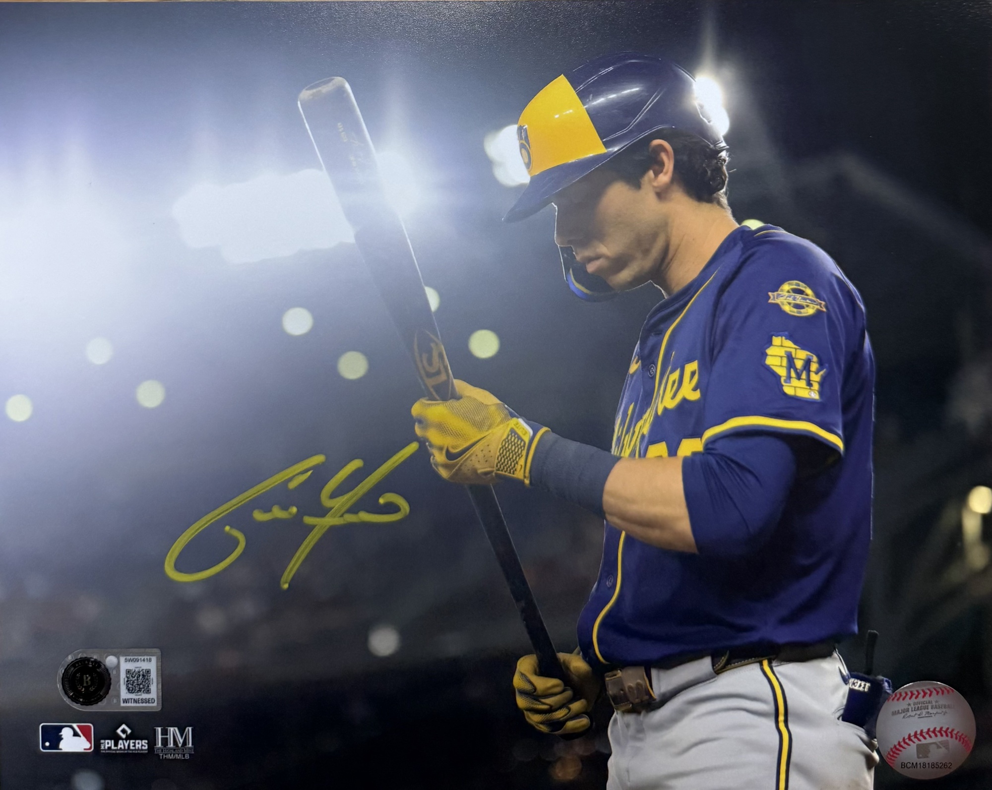 CHRISTIAN YELICH SIGNED 8X10 BREWERS PHOTO #5 - BAS