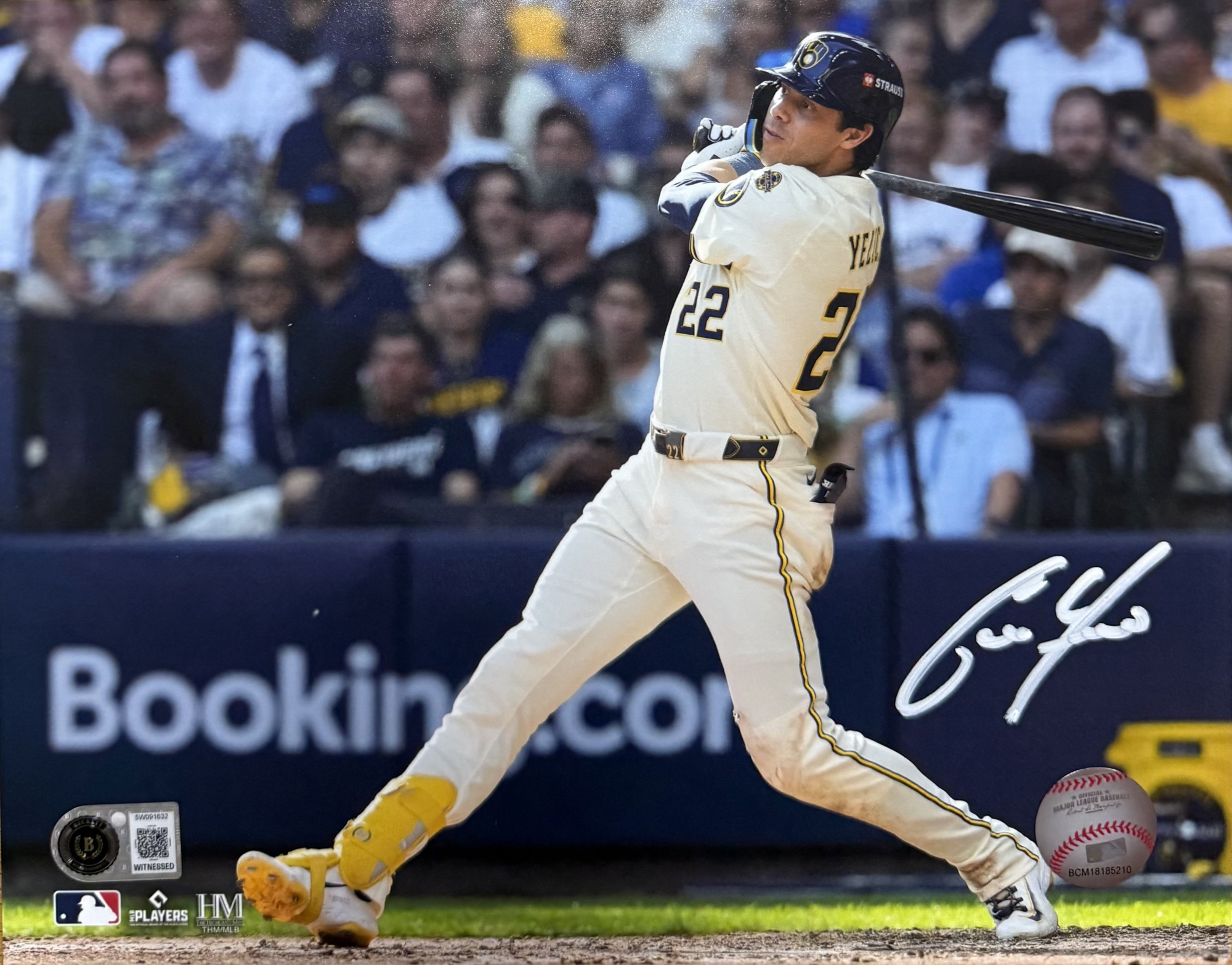 CHRISTIAN YELICH SIGNED 8X10 BREWERS PHOTO #6 - BAS