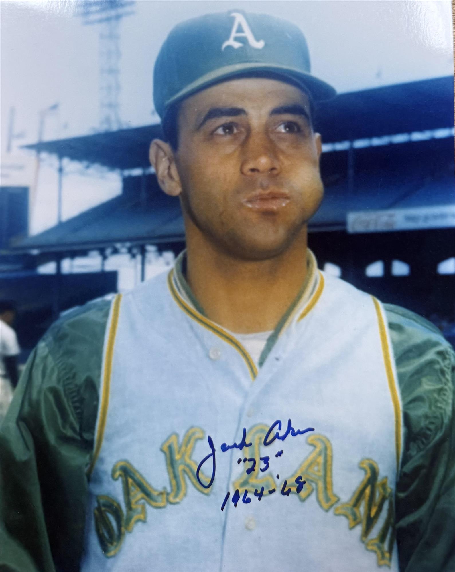 JACK AKER SIGNED 8X10 ATHLETICS PHOTO #1