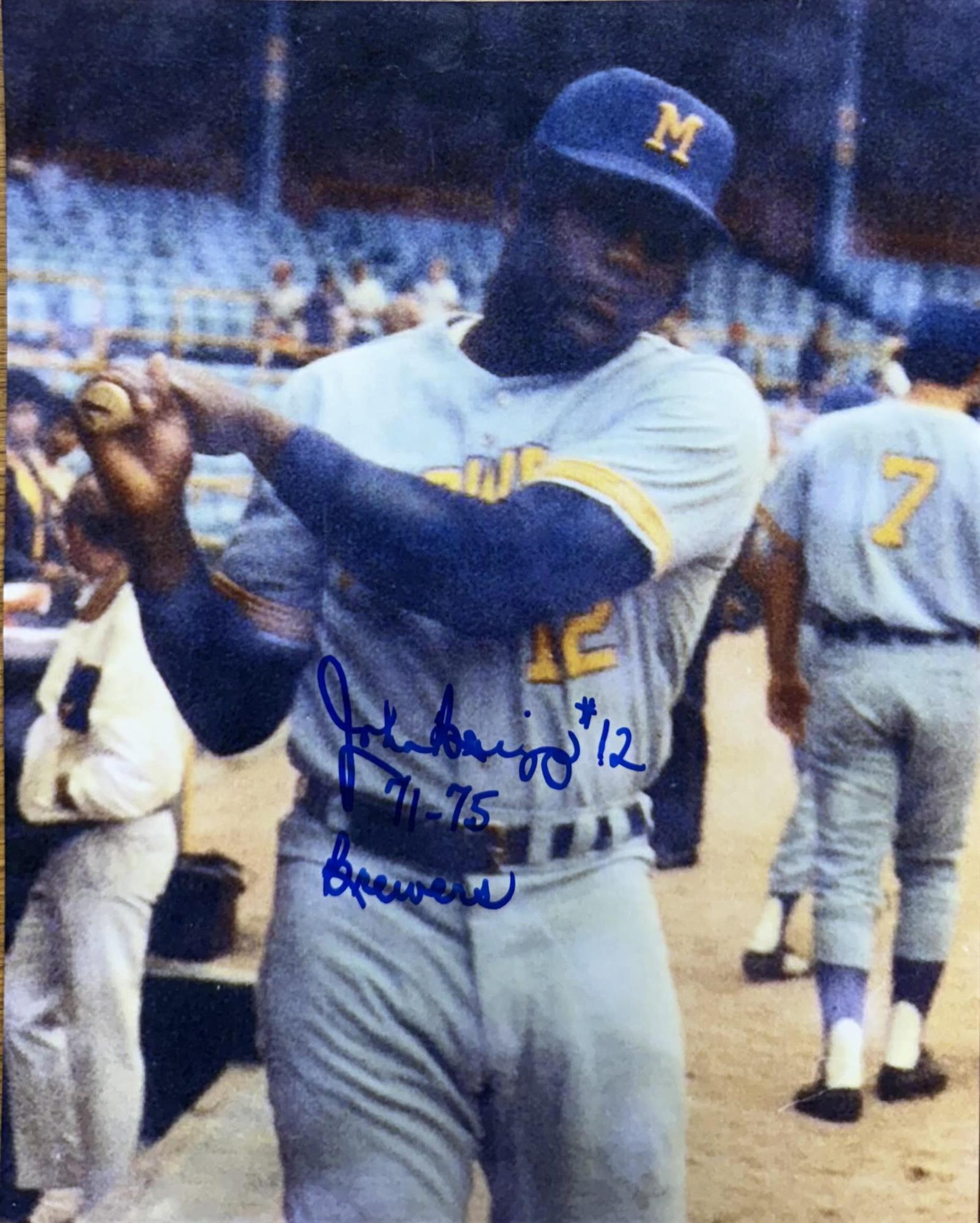 JOHNNY BRIGGS SIGNED 8X10 BREWERS PHOTO #1