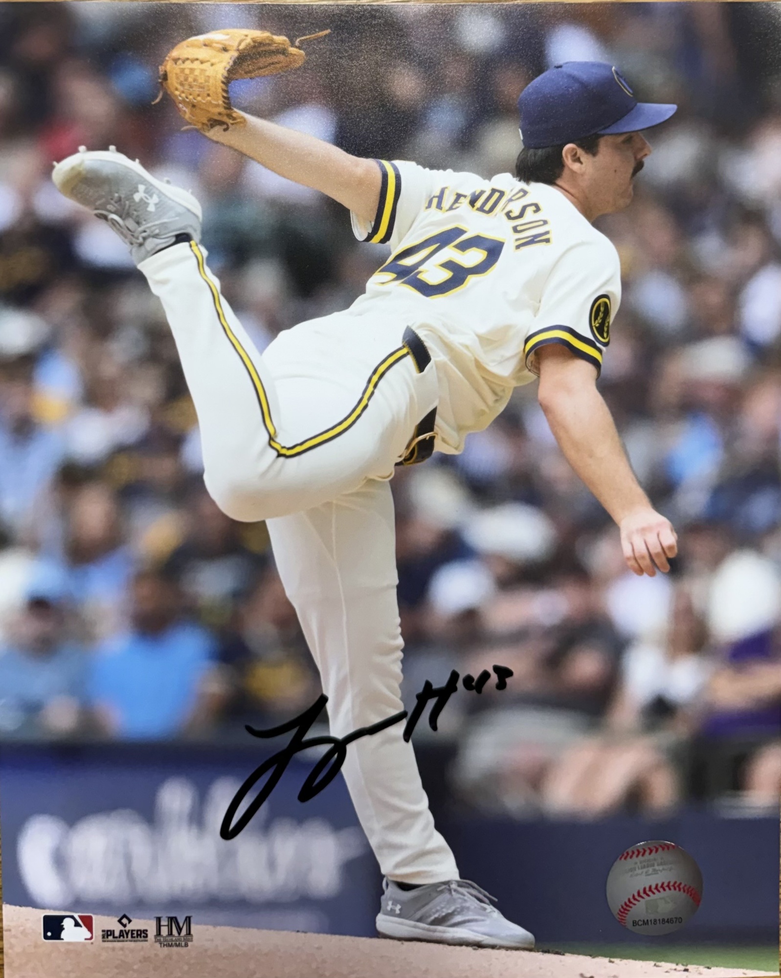 LOGAN HENDERSON SIGNED 8X10 BREWERS PHOTO #1