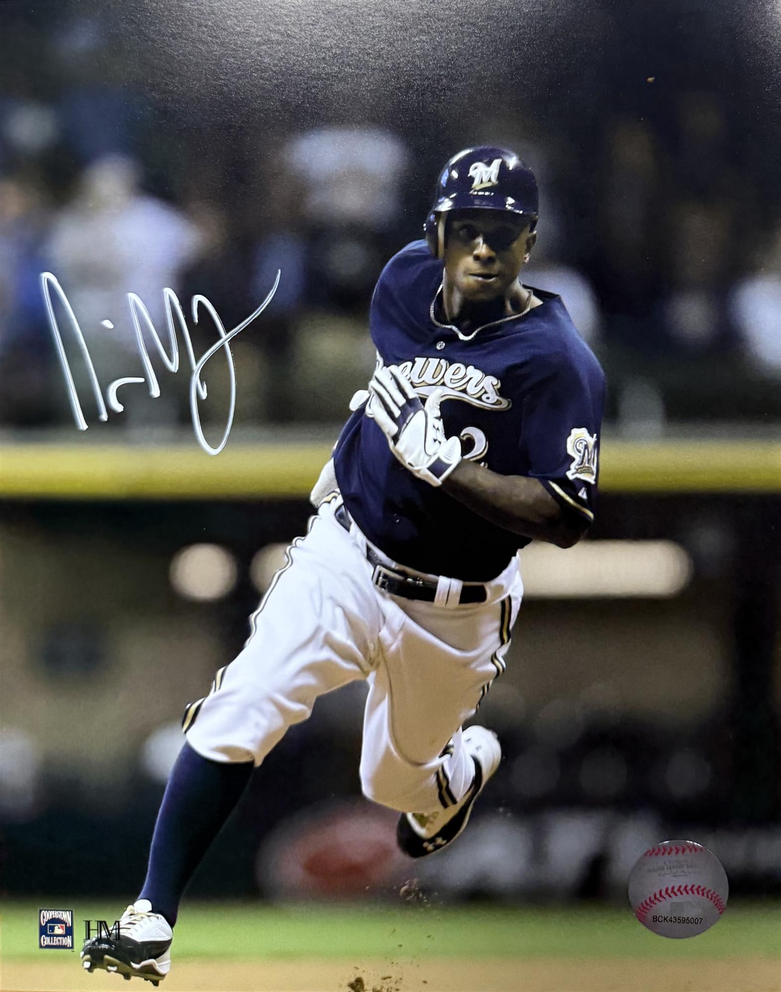 NYJER MORGAN SIGNED BREWERS 8X10 PHOTO #4