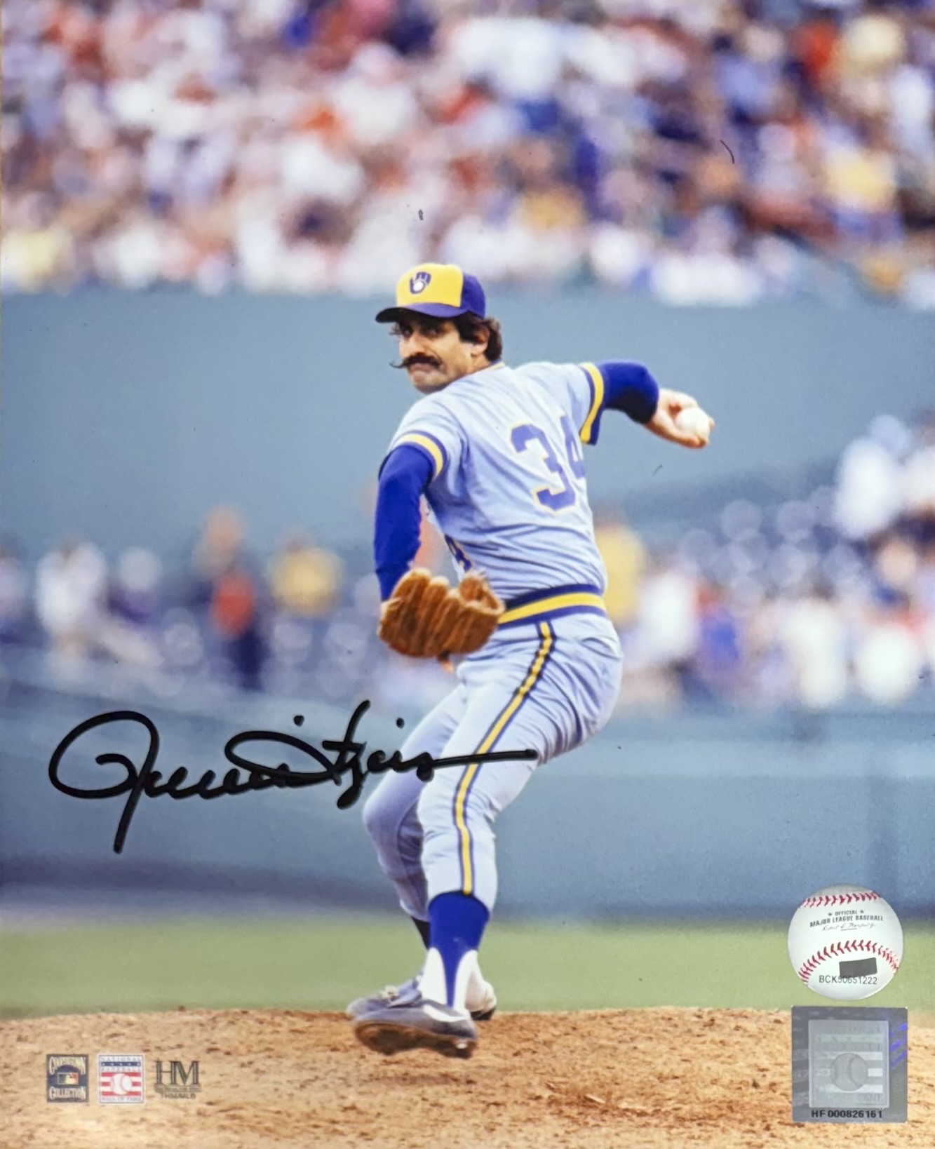 ROLLIE FINGERS SIGNED 8X10 BREWERS PHOTO #1