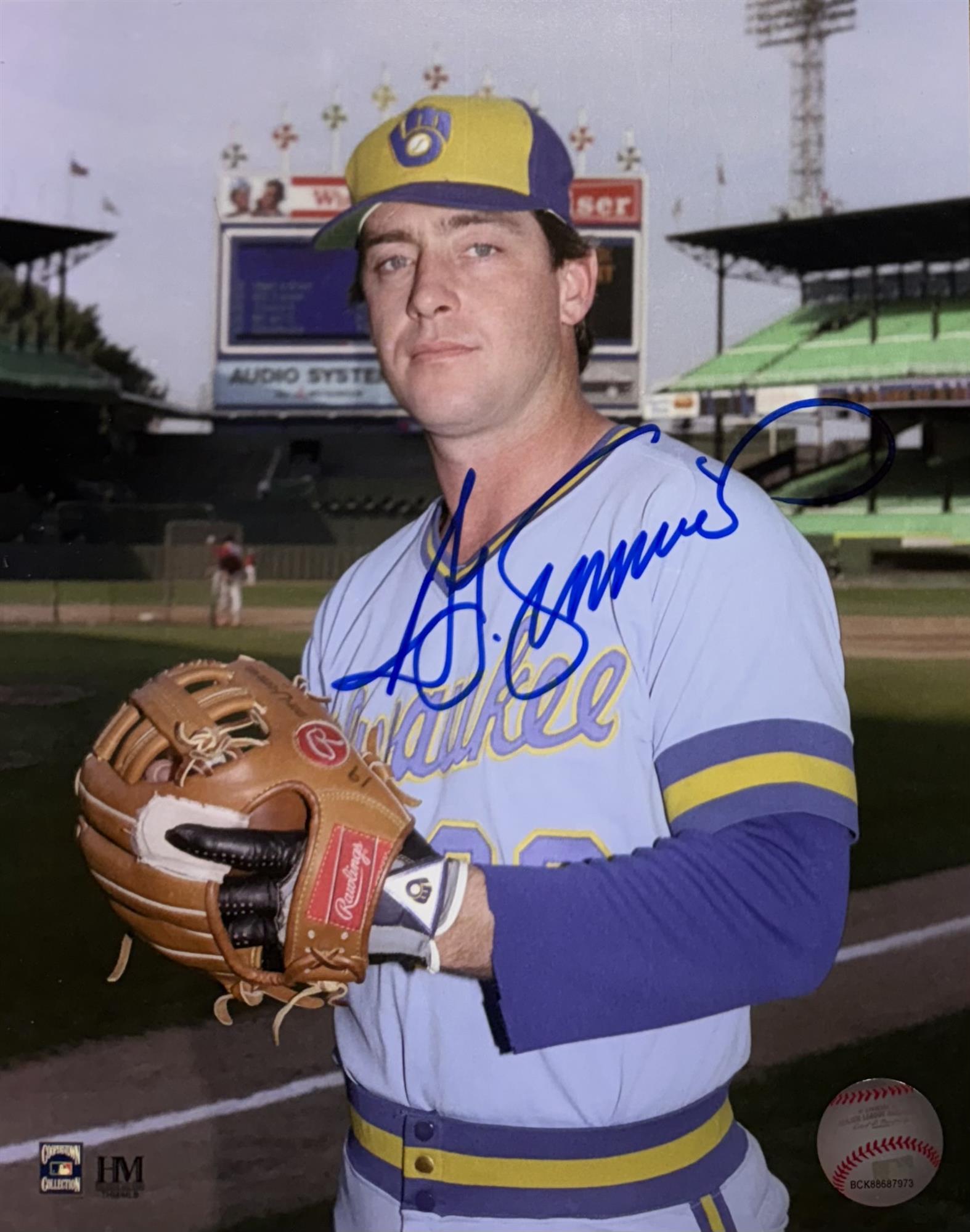 TED SIMMONS SIGNED 8X10 BREWERS PHOTO #1