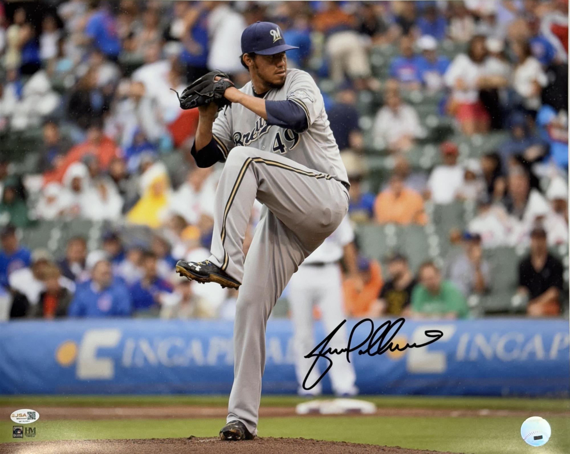 YOVANI GALLARDO SIGNED 16X20 PHOTO #2 - MILWAUKEE BREWERS - JSA
