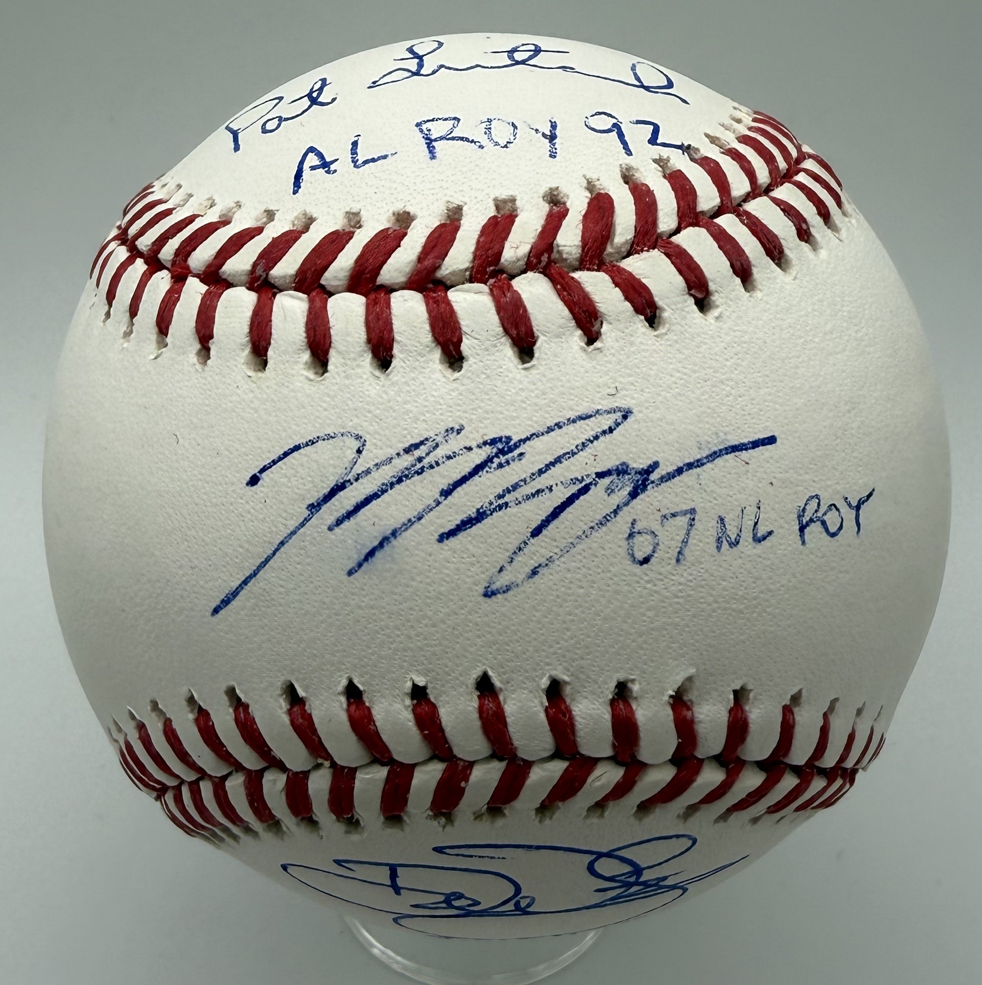 RYAN BRAUN DEVIN WILLIAMS PAT LISTACH TRIPLE SIGNED BASEBALL W/ ROY  - BREWERS - JSA