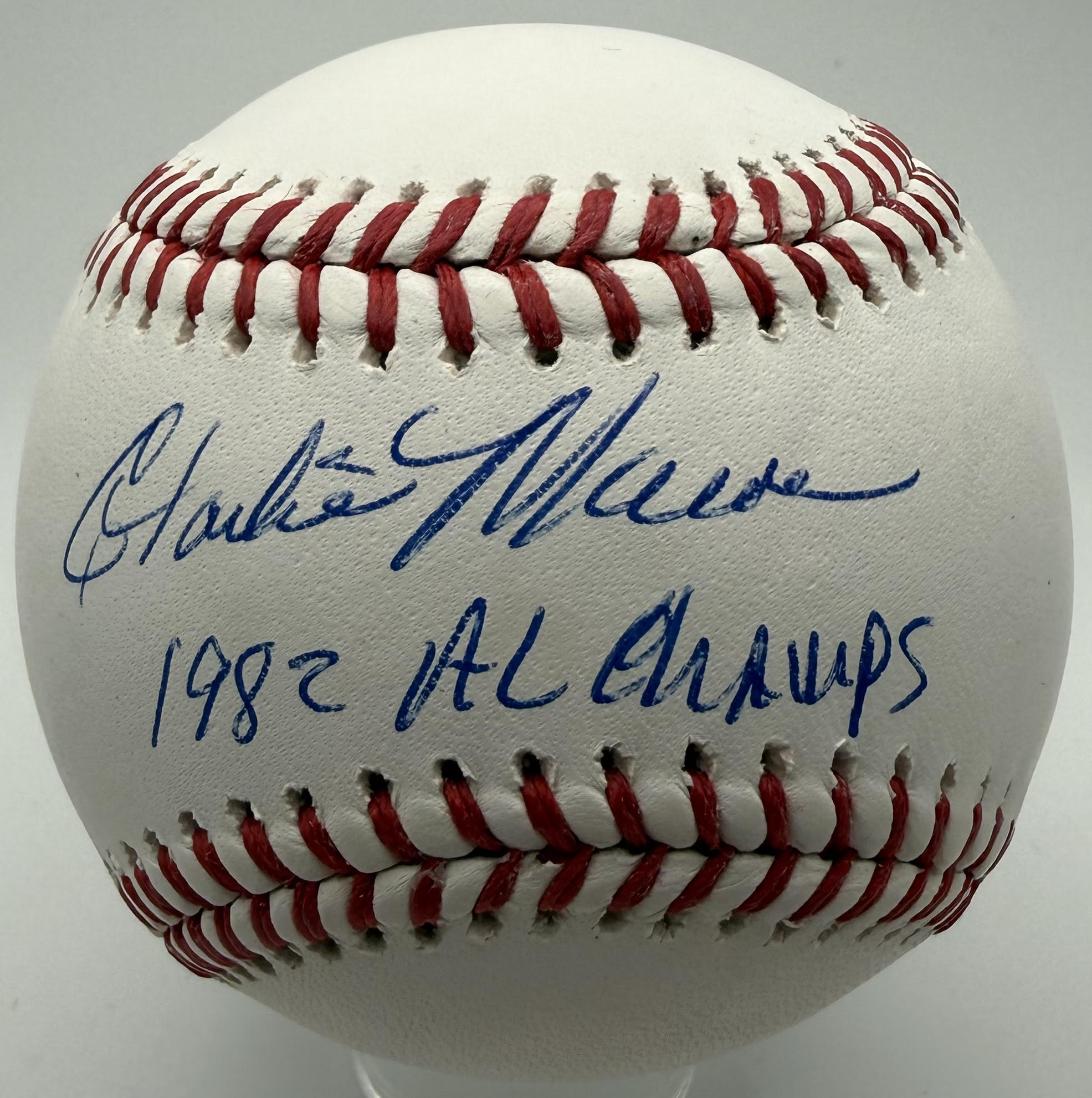 CHARLIE MOORE SIGNED OFFICIAL MLB BASEBALL W/ 1982 AL CHAMPS - BREWERS - JSA