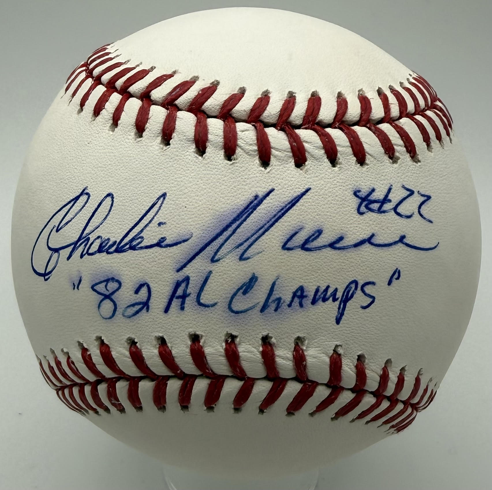 CHARLIE MOORE SIGNED OFFICIAL MLB BASEBALL W/ 1982 AL CHAMPS - BREWERS - JSA