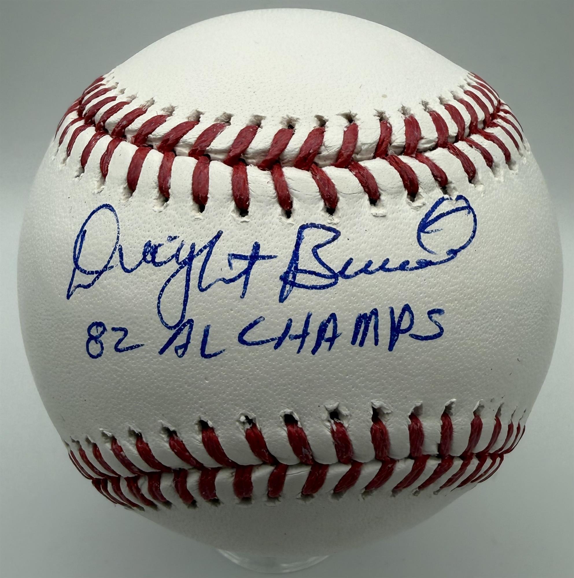 DWIGHT BERNARD SIGNED OFFICIAL MLB BASEBALL W/ "82 AL CHAMPS" - BAS