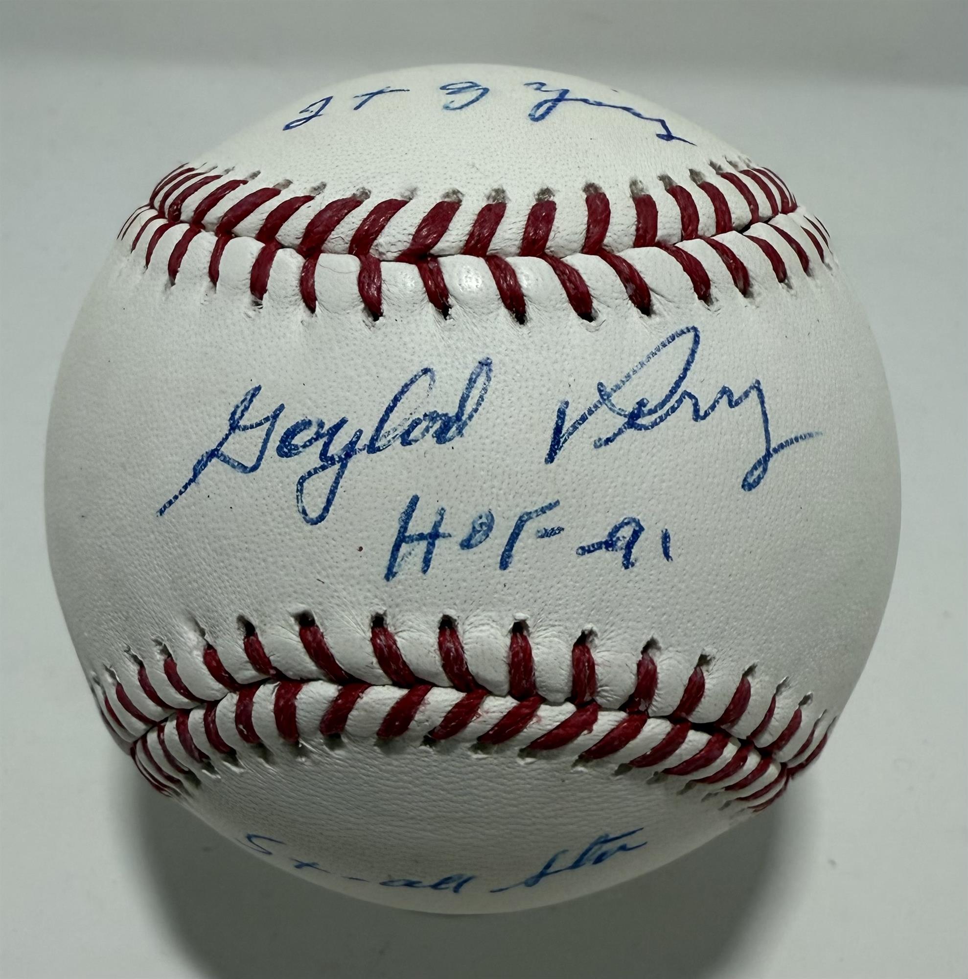 GAYLORD PERRY SIGNED OFFICIAL MLB BASEBALL W/ 2 SCRIPTS - JSA